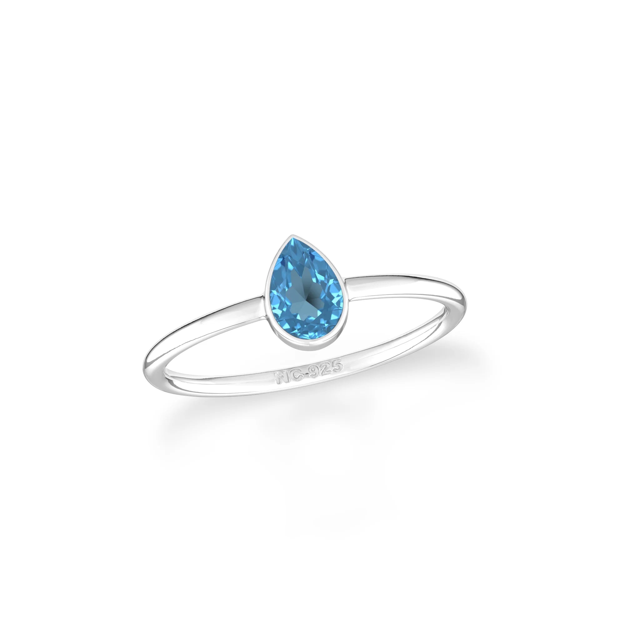 swiss blue topaz stackable bezel-set ring