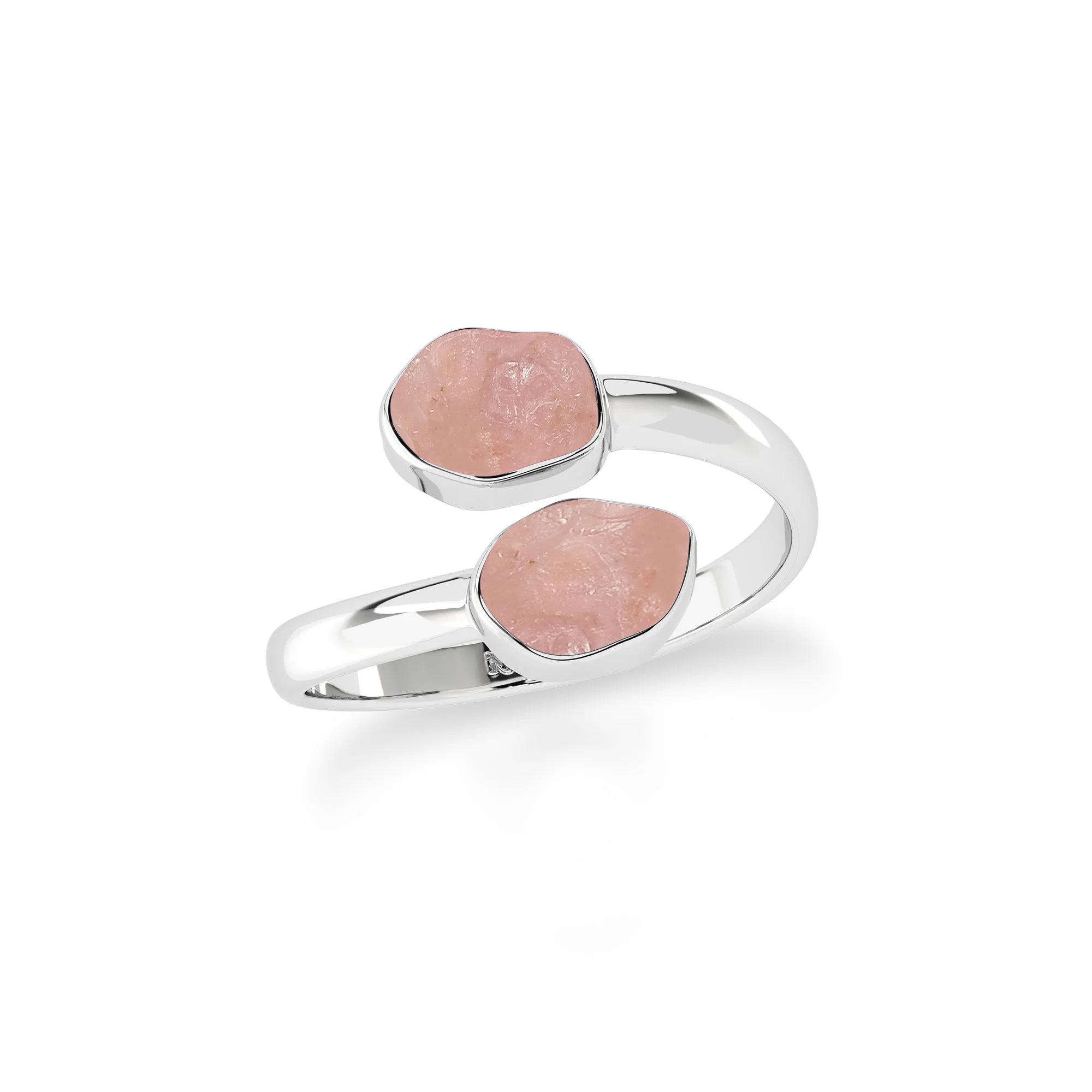 rose quartz stackable bezel-set ring