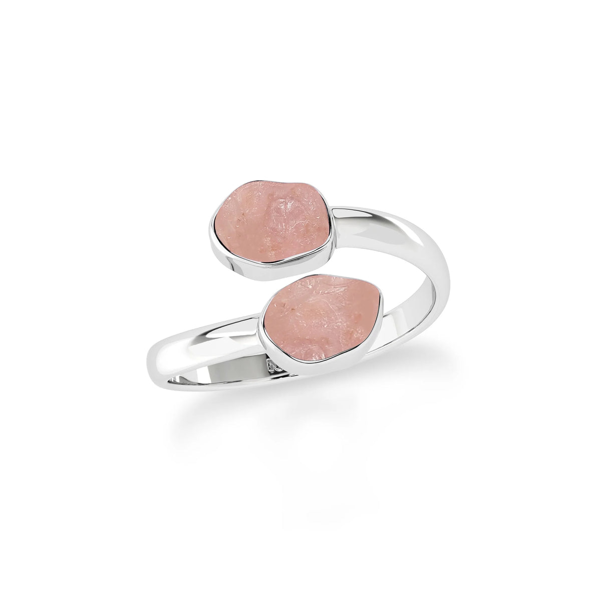 rose quartz stackable bezel-set ring
