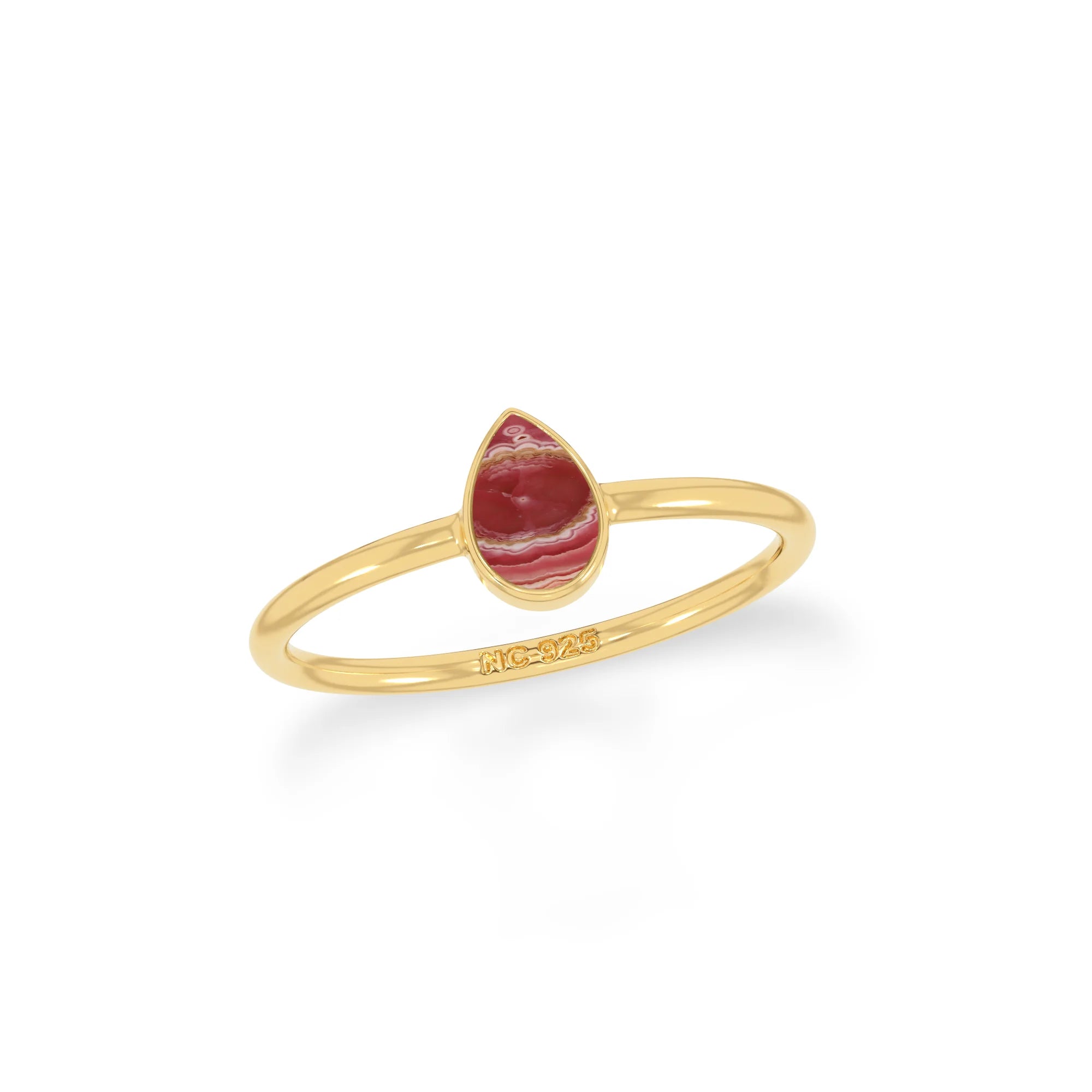rhodochrosite bezel-set ring