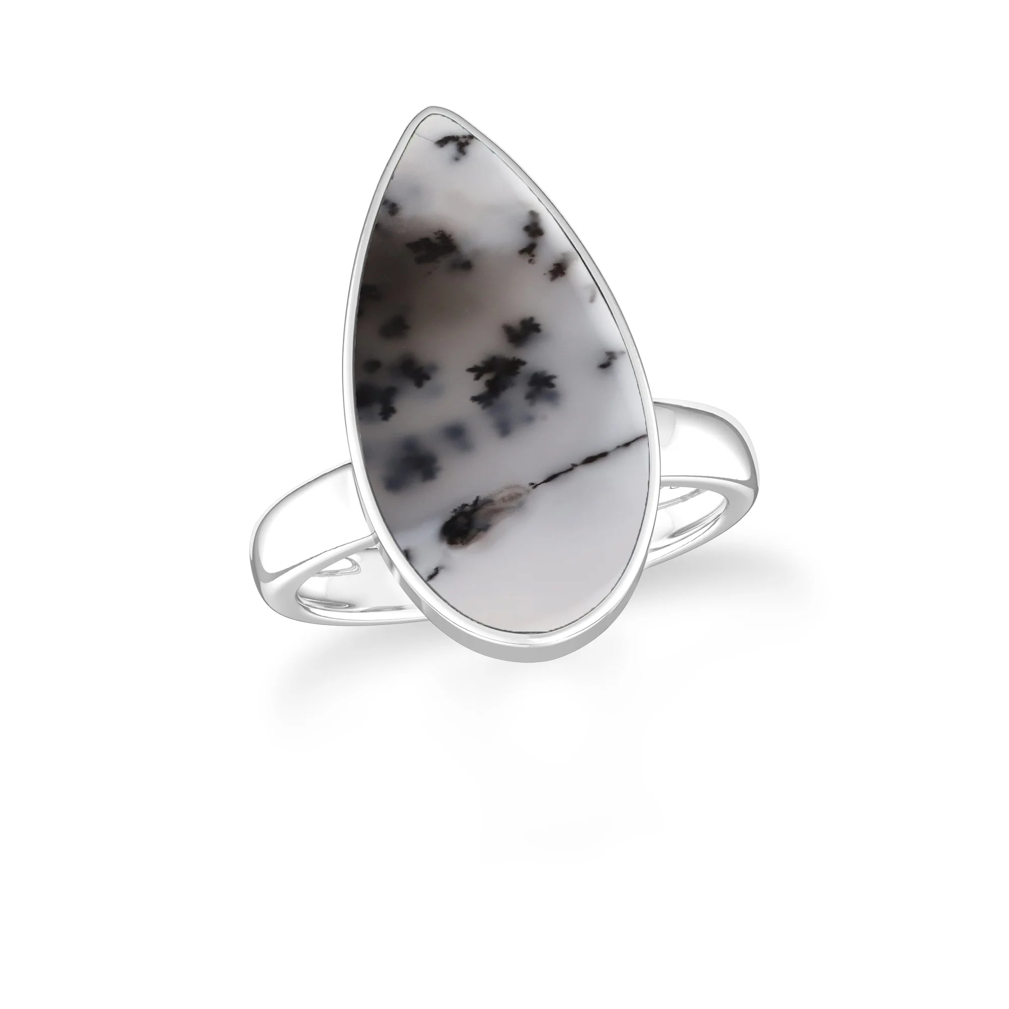 dendritic-opal bezel-set ring