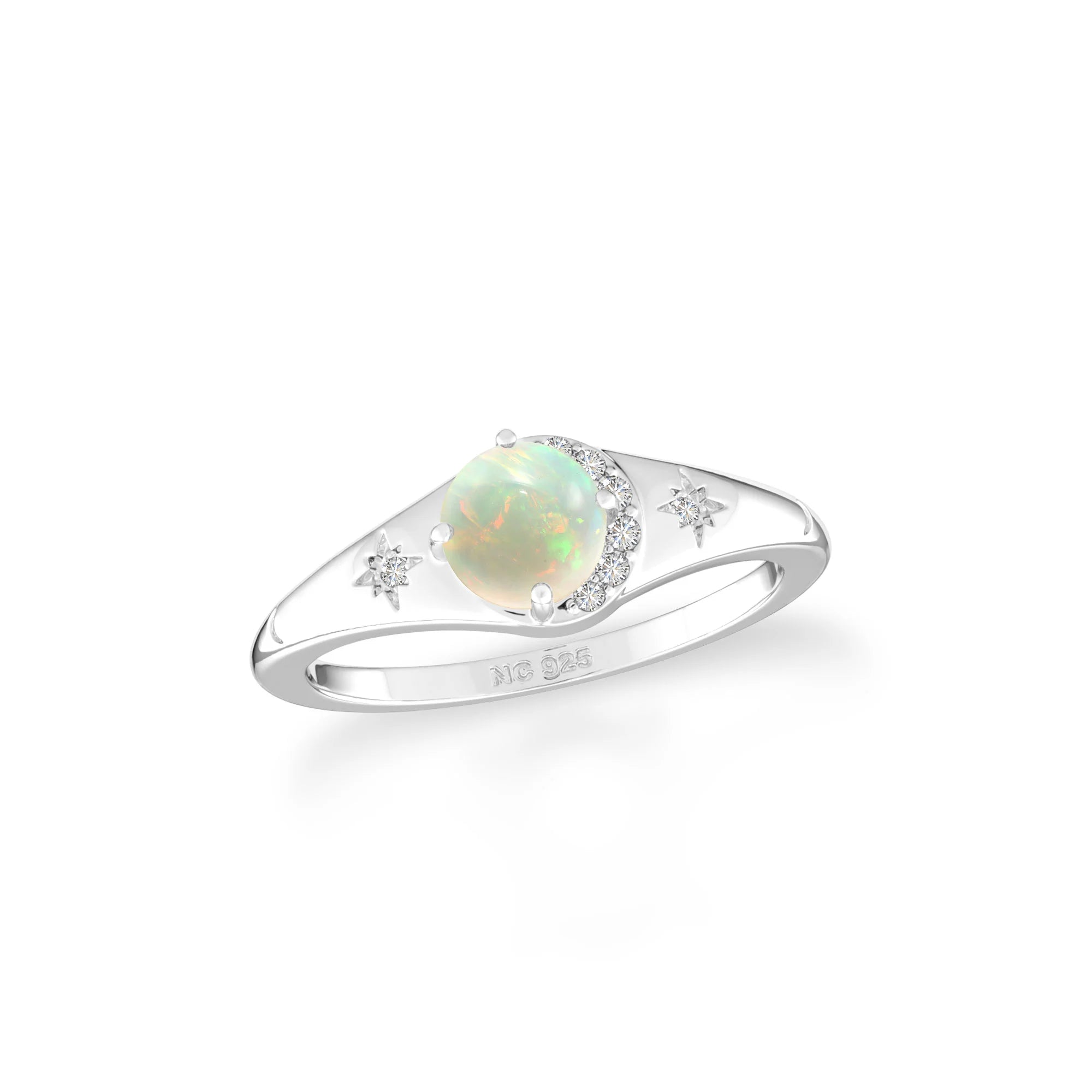 ethiopian-opal-moissanite prong-set ring