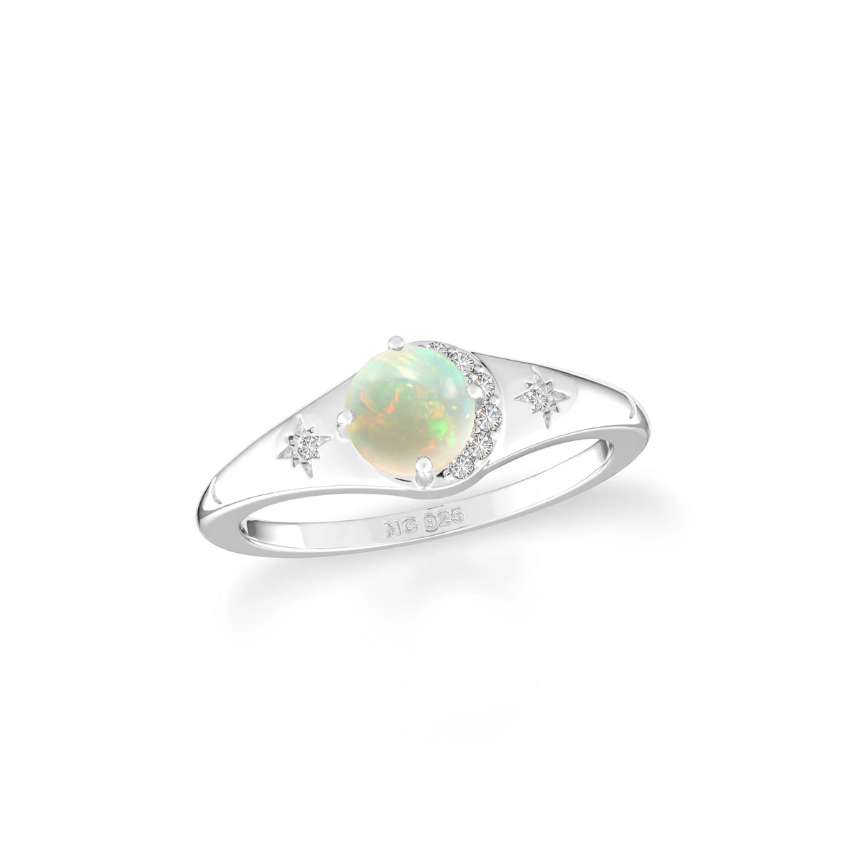 ethiopian-opal-moissanite prong-set ring