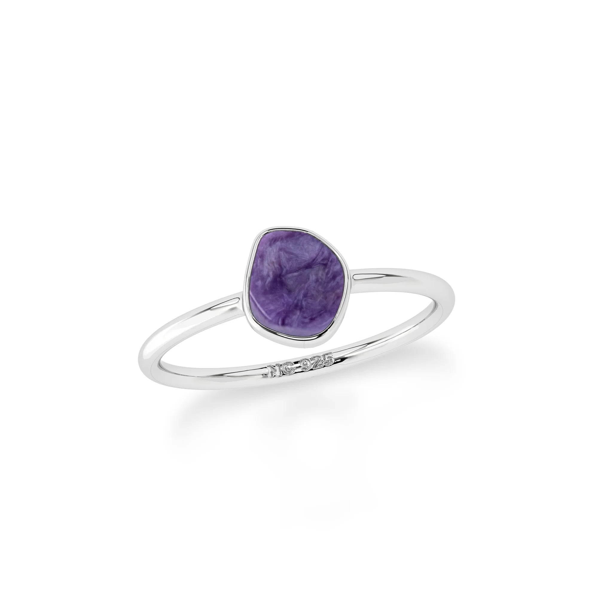 charoite stackable bezel-set ring