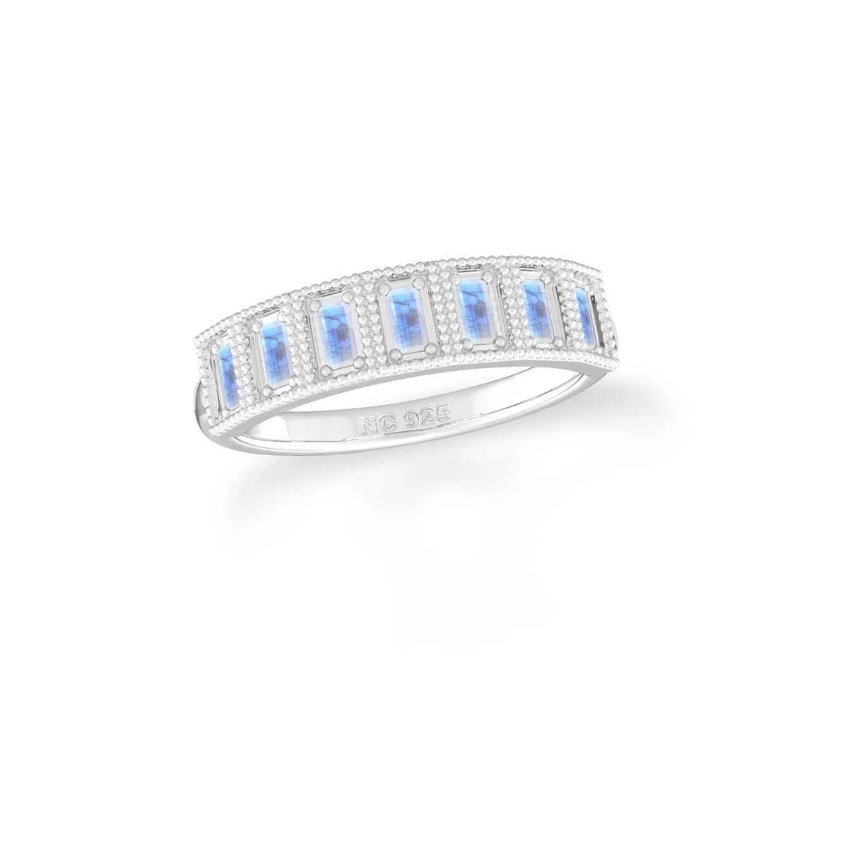 rainbow moonstone prong-set ring