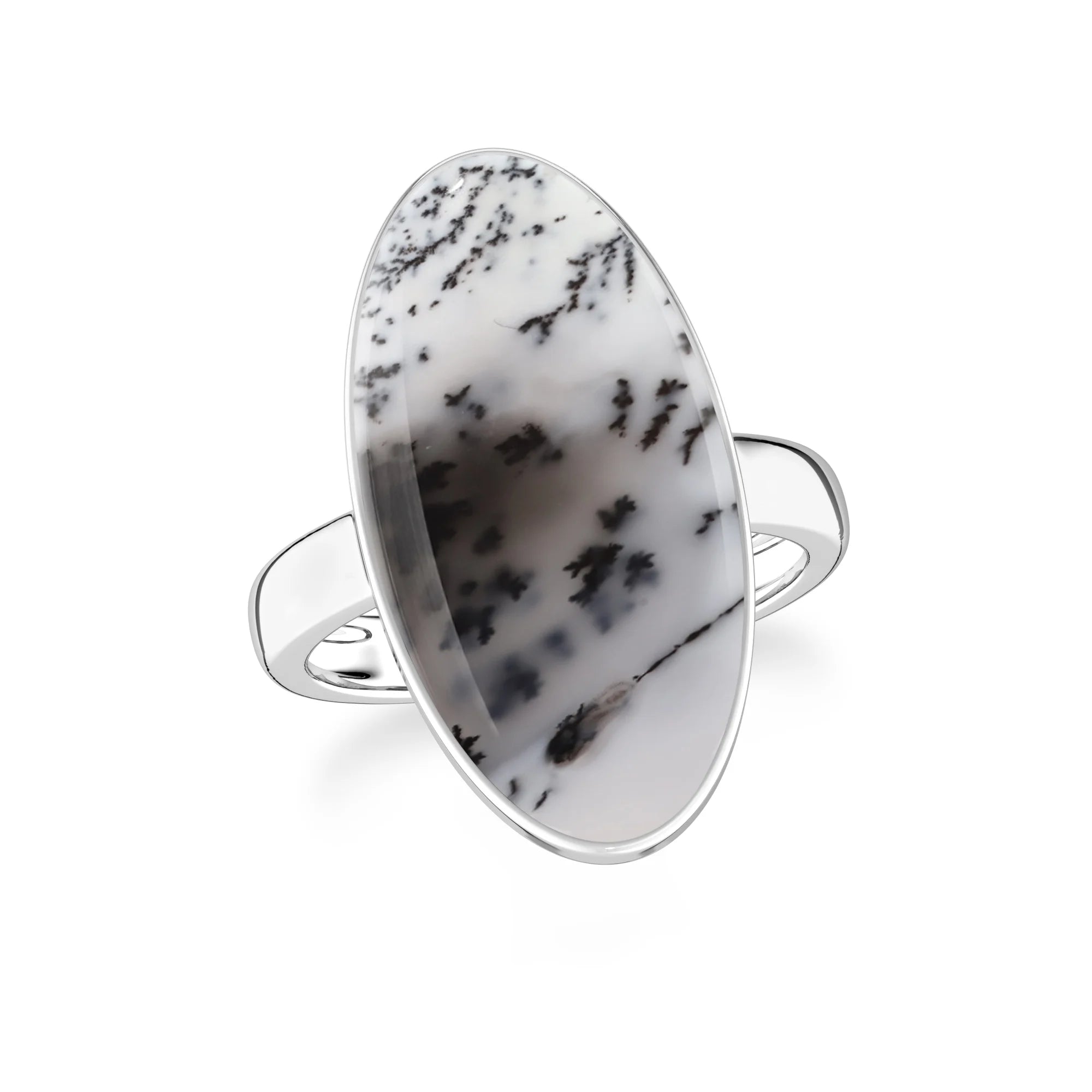 dendritic-opal bezel-set ring