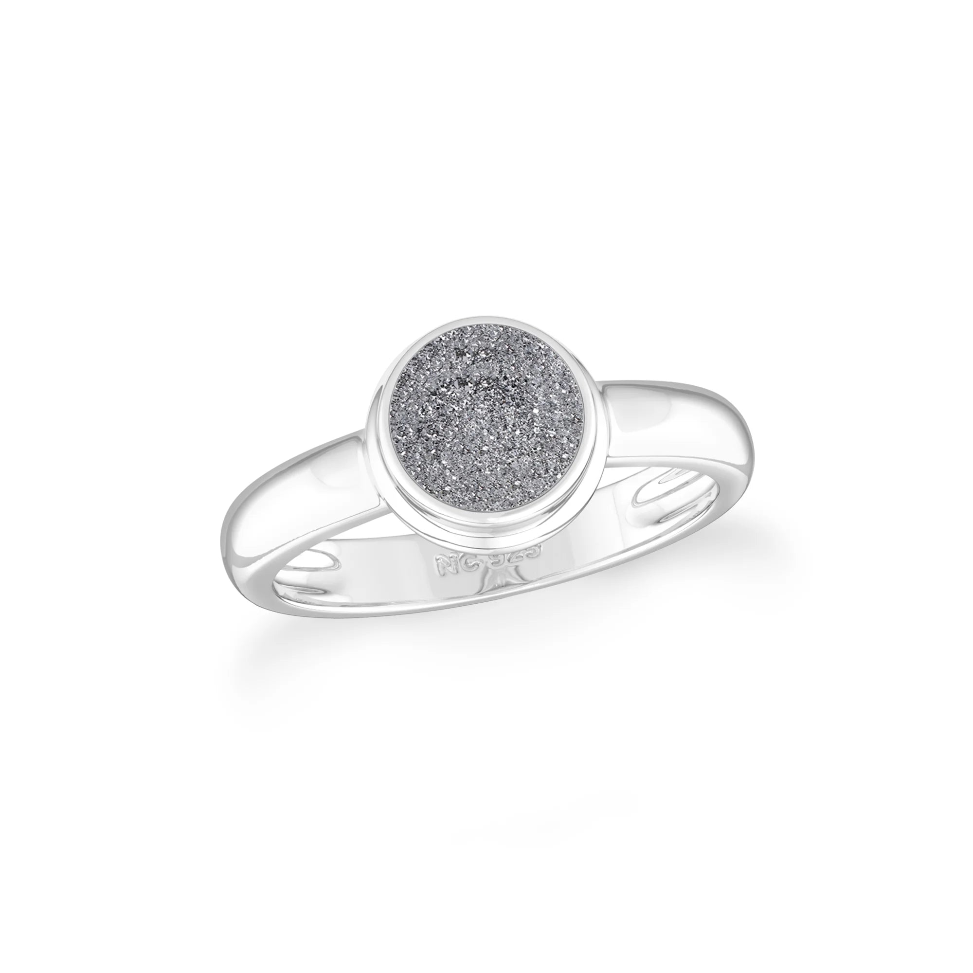 titanium-druzy-silver  bezel-set ring