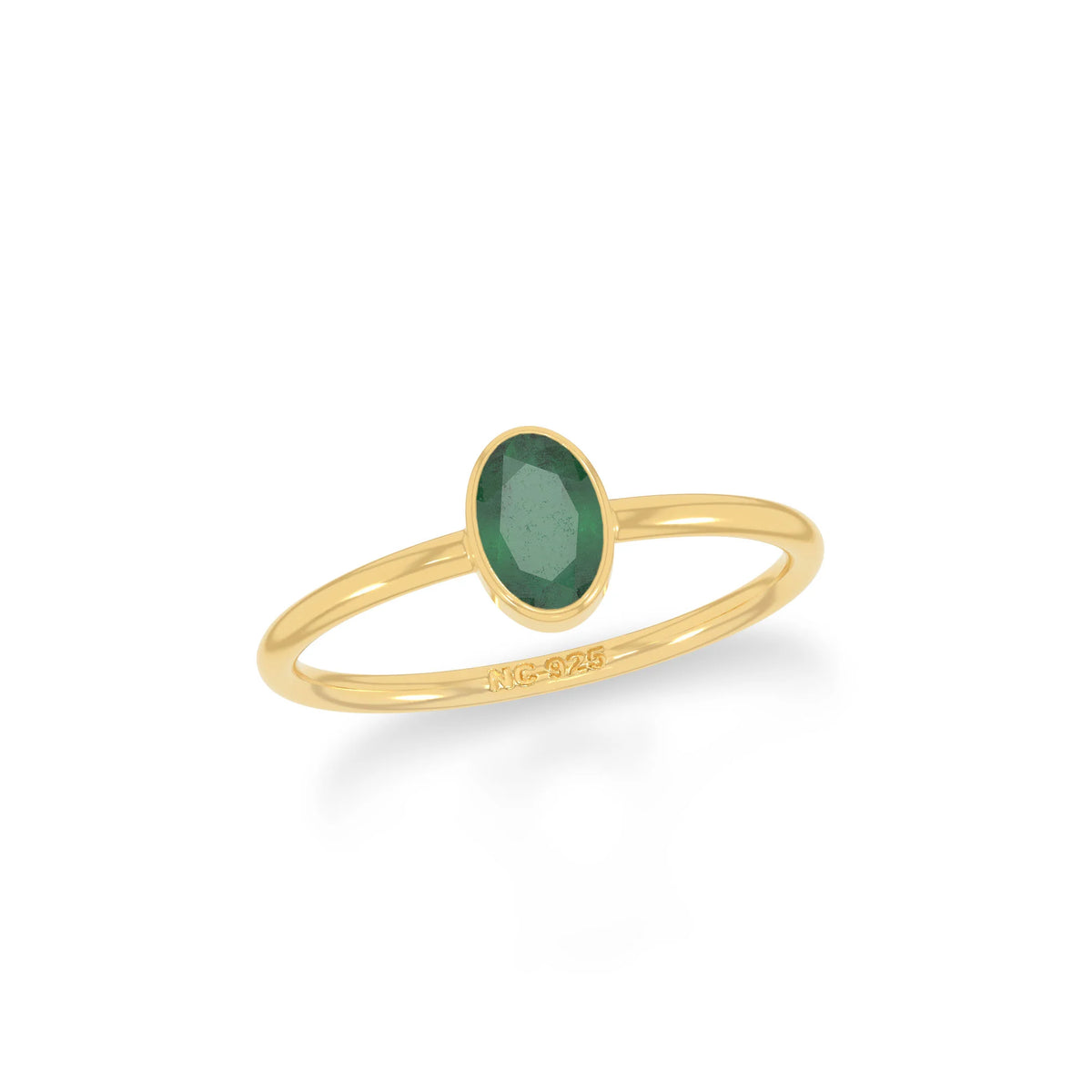 emerald stackable bezel-set ring