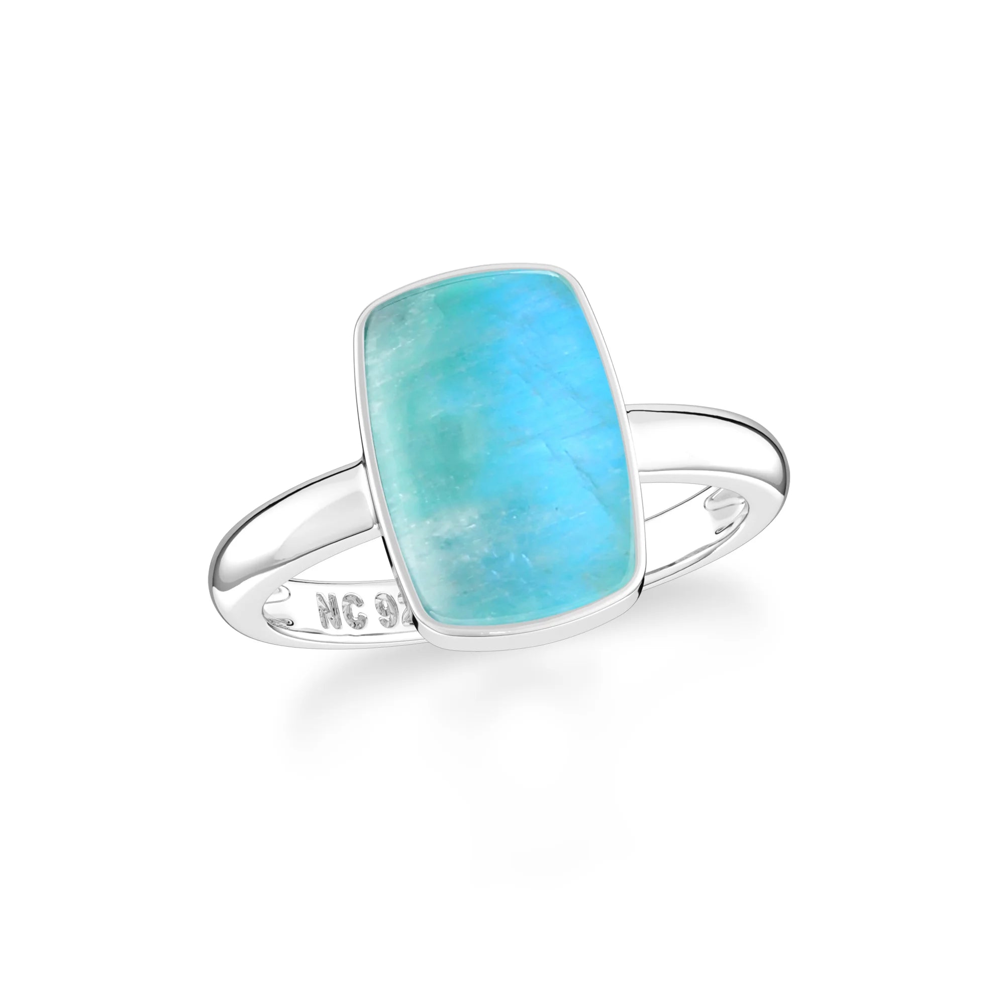 red green-moonstone bezel-set ring