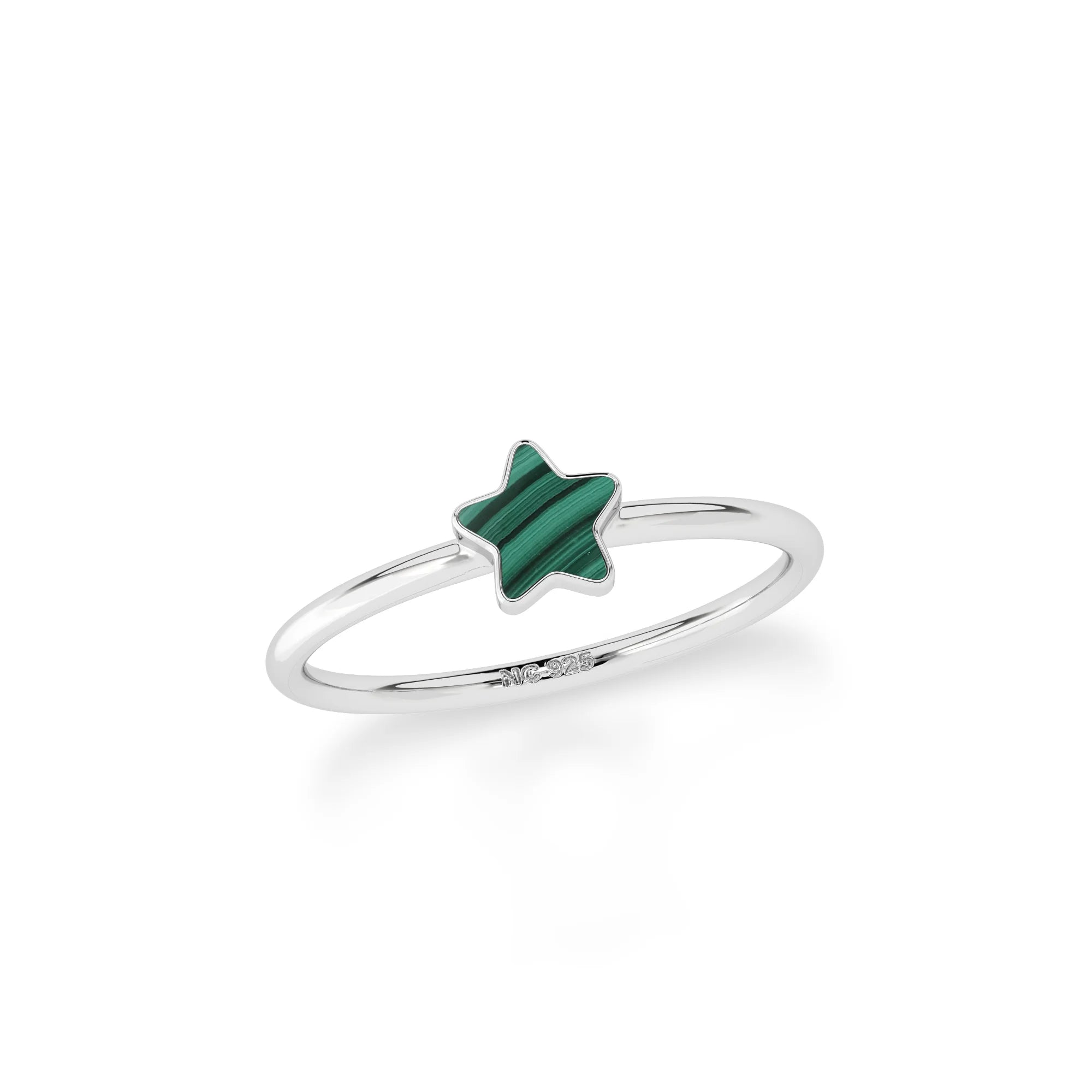 malachite stackable bezel-set ring
