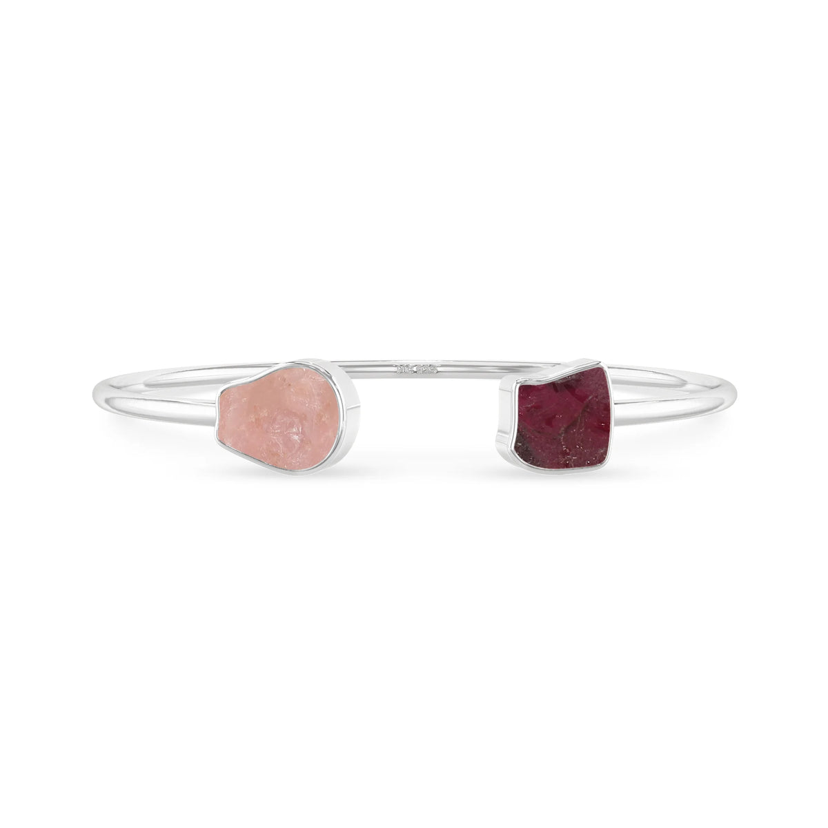 rose quartz rhodolite garnet twister bracelet