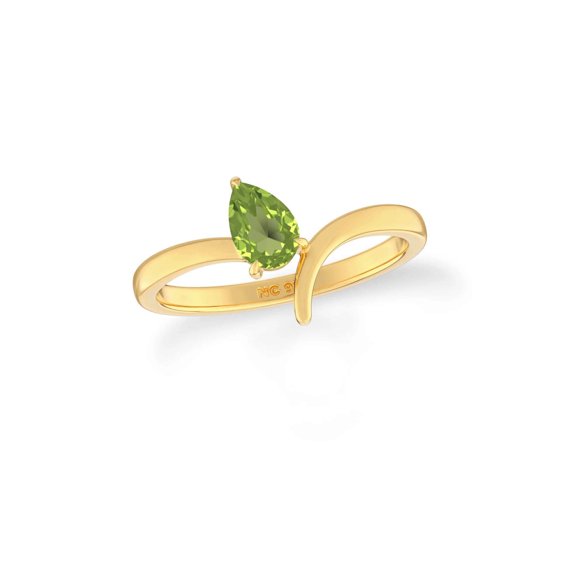 natural peridot ring for women in 18k gold vermeil