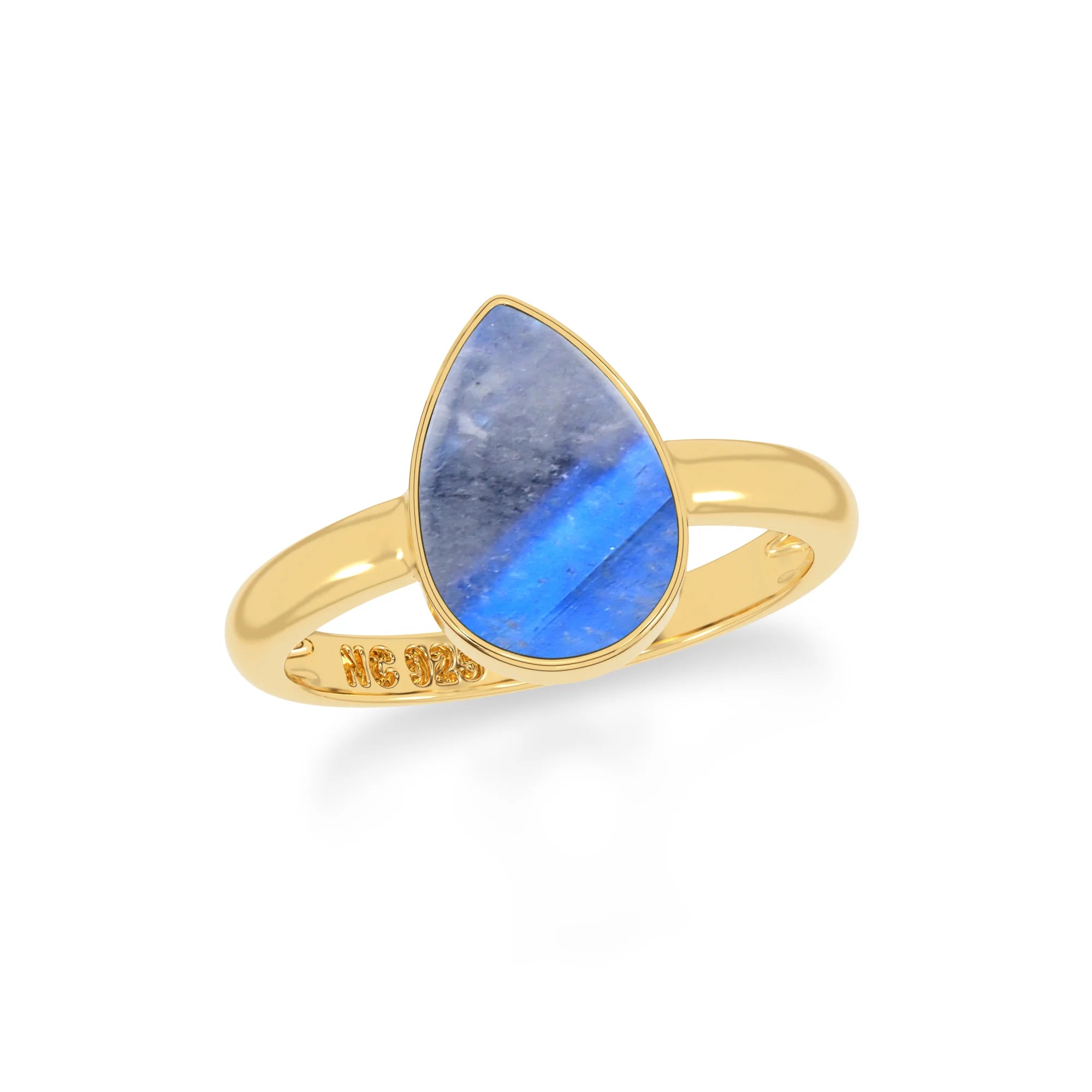 blue moonstone bezel-set ring