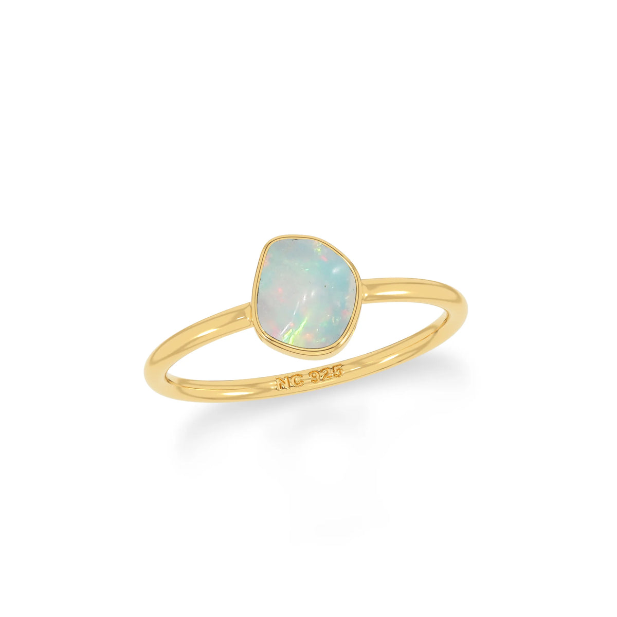 Natural Rough Ethiopian Opal Stackable Rings for Women in 18K Gold Vermeil