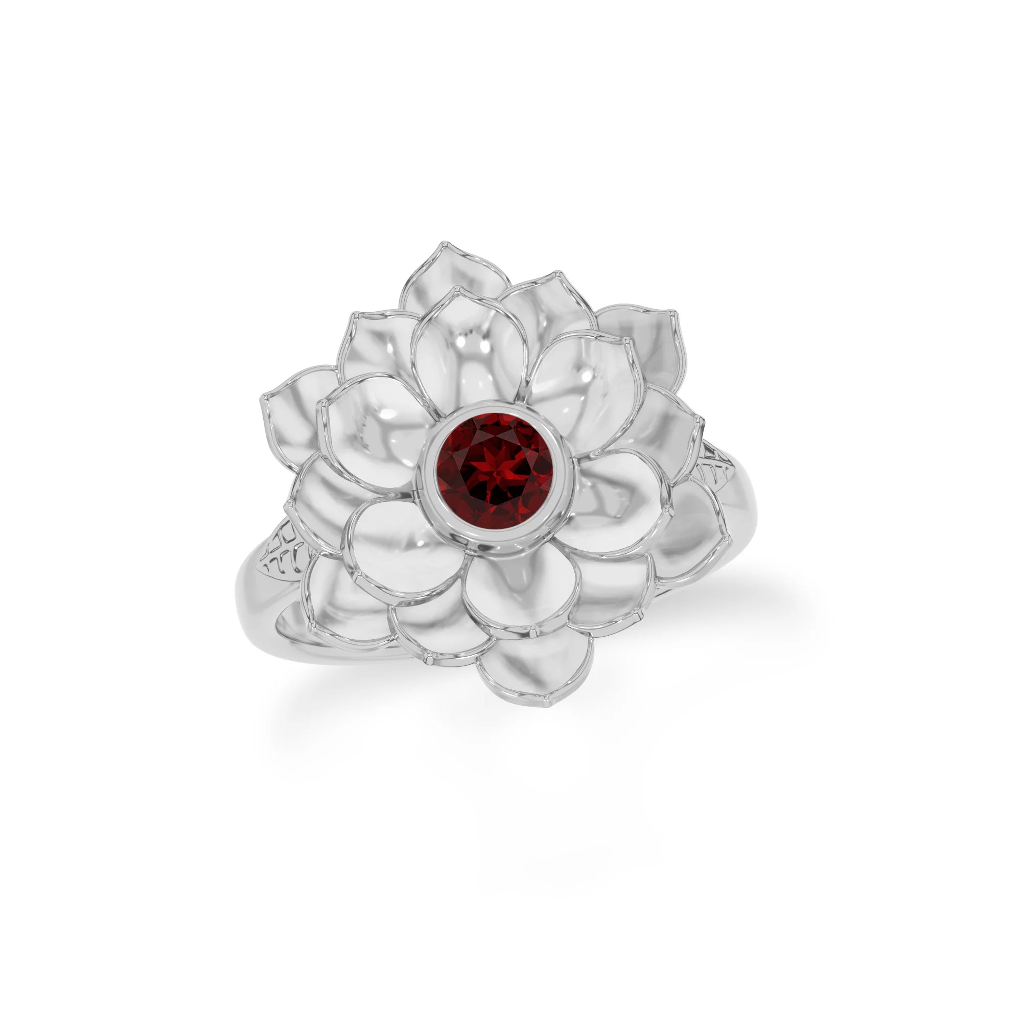 natural garnet ring for women in sterling silver