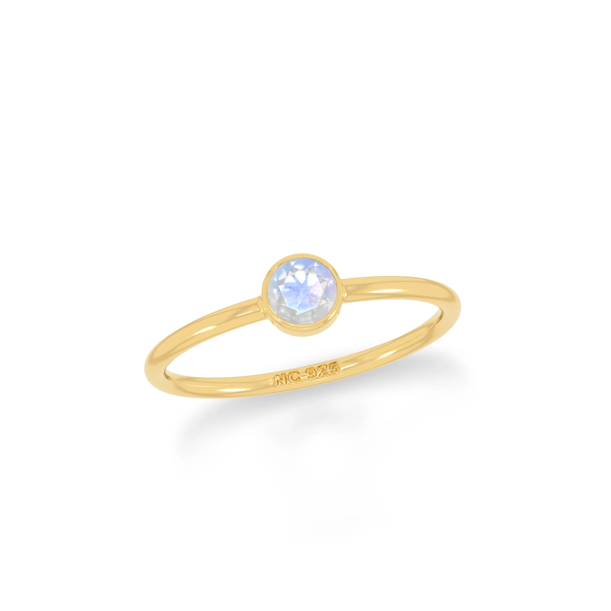 rainbow moonstone stackable bezel-set ring