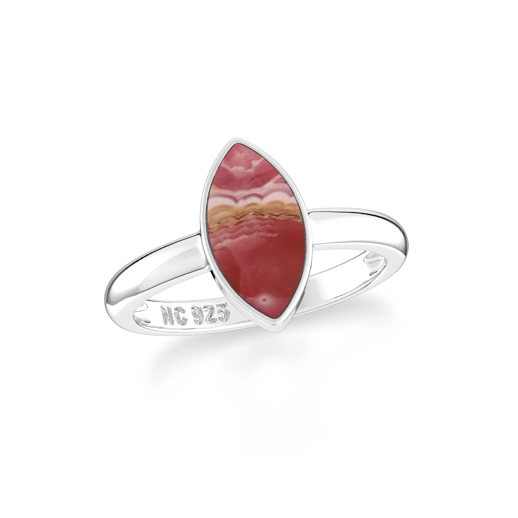 rhodochrosite bezel-set ring