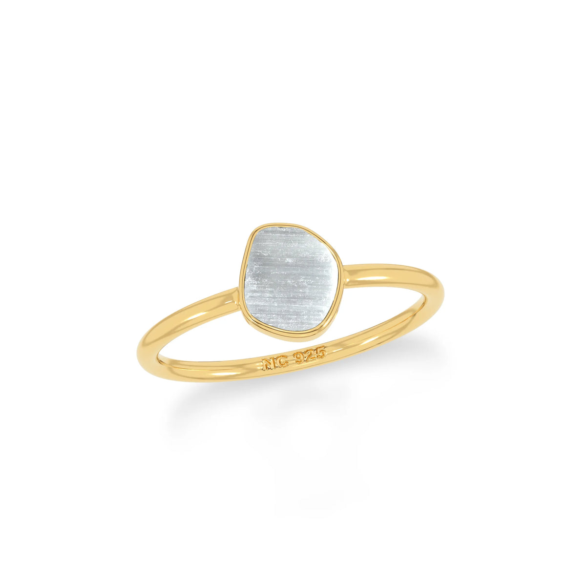 selenite stackable bezel-set ring