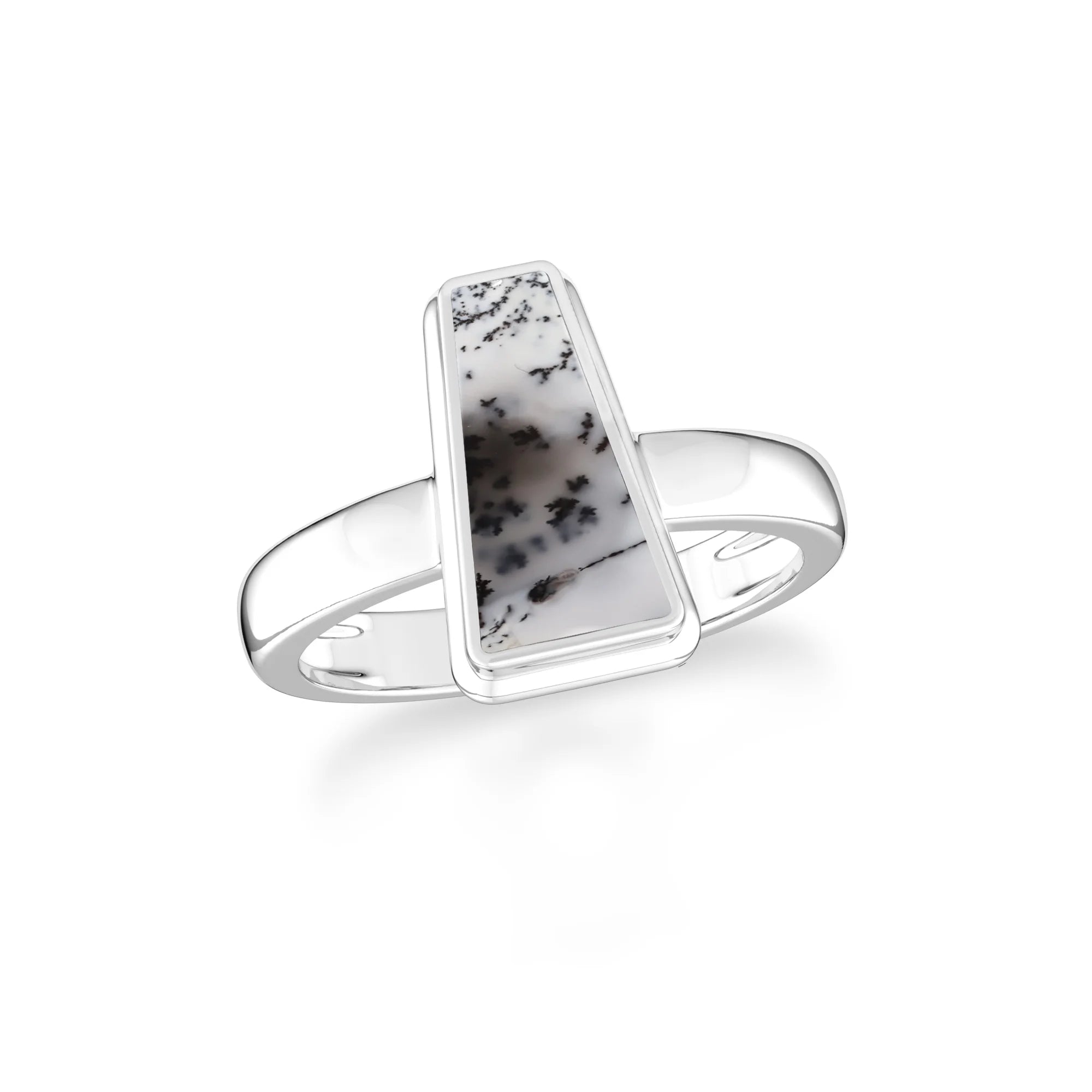 dendritic-opal bezel-set ring