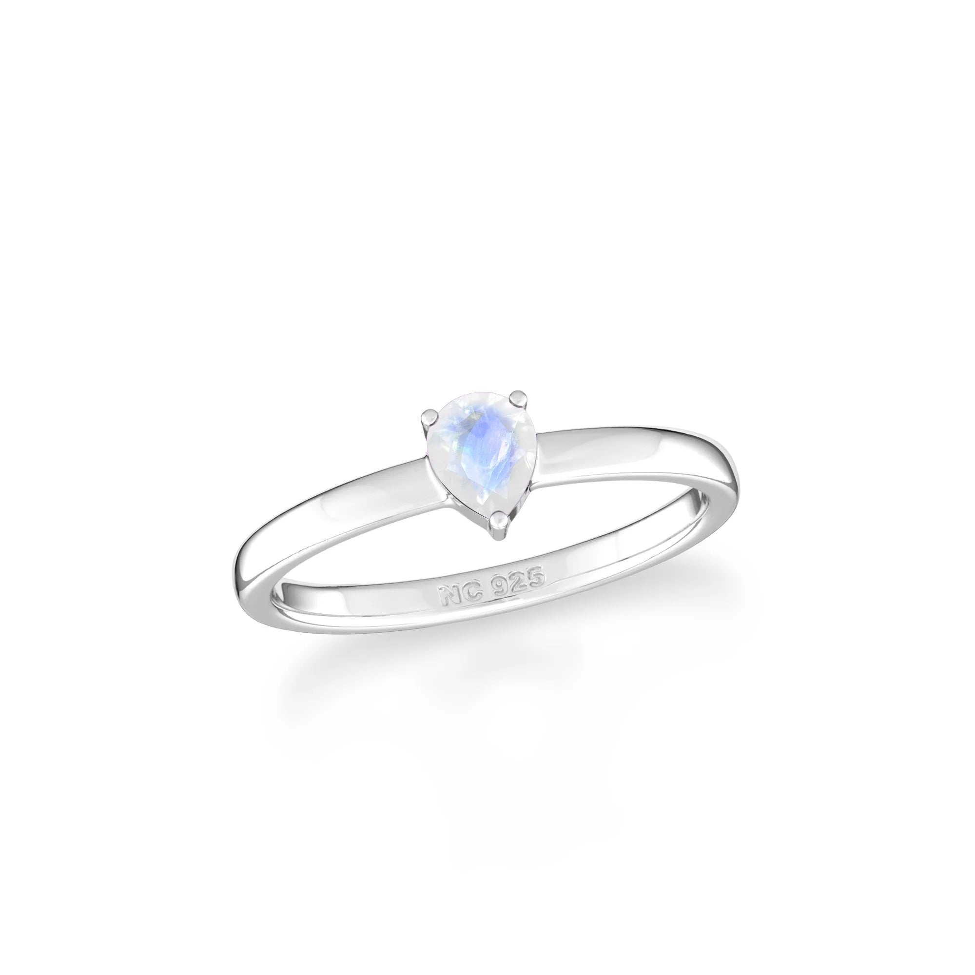 rainbow moonstone stackable prong-set ring
