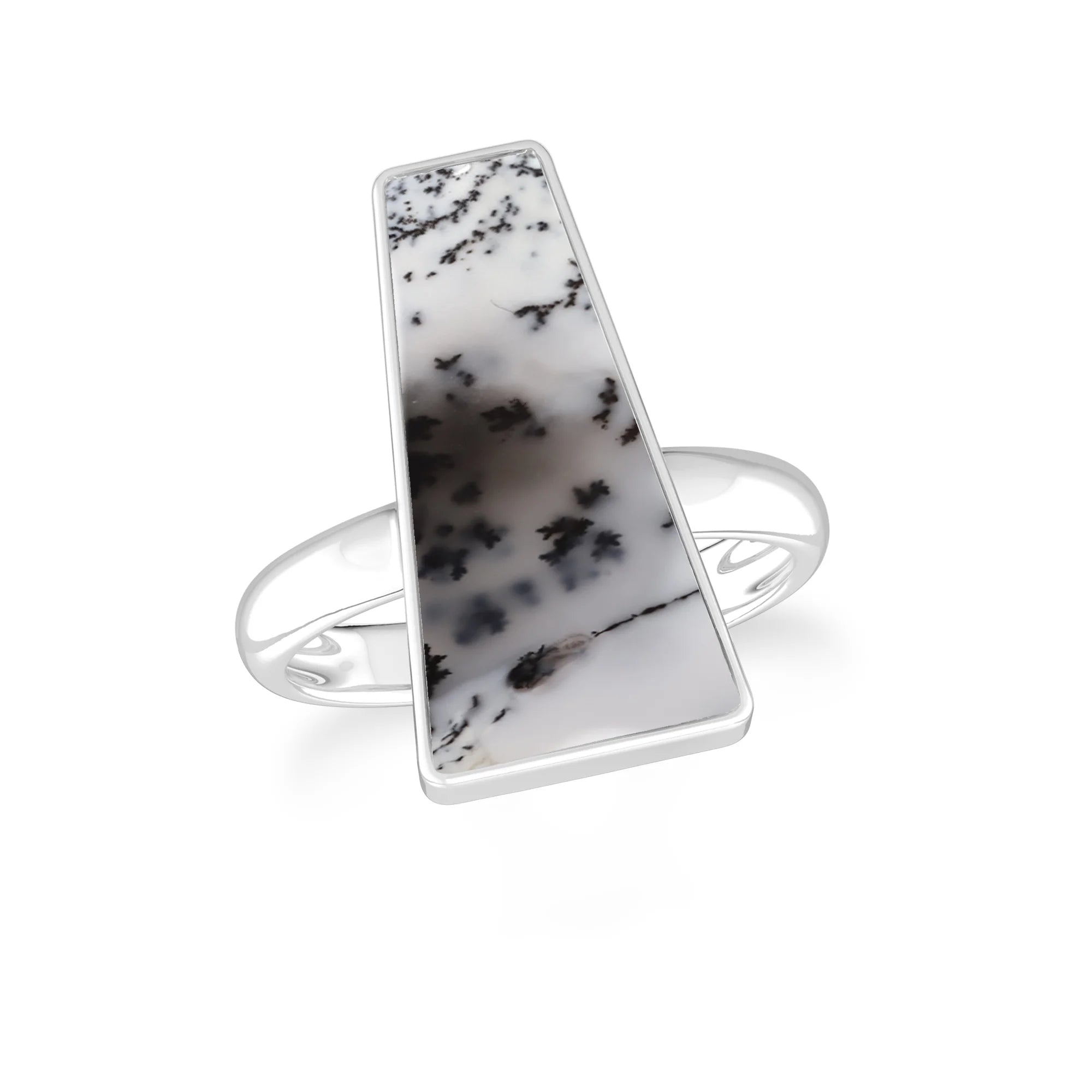 dendritic-opal bezel-set ring