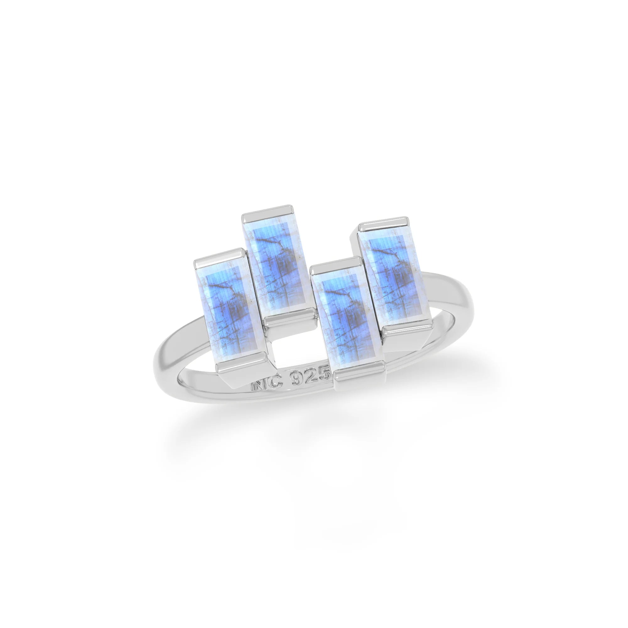 natural rainbow moonstone ring for women in sterling silver