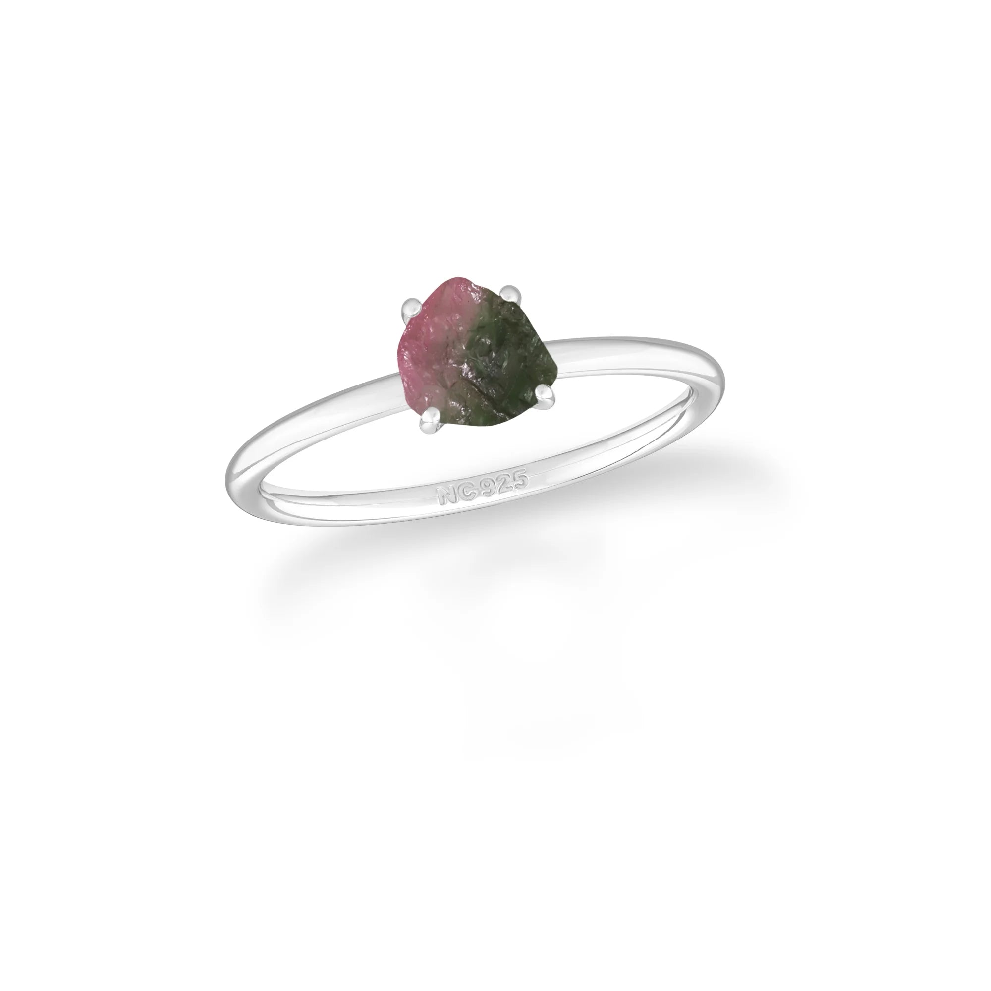 watermelon tourmaline stackable prong-set ring