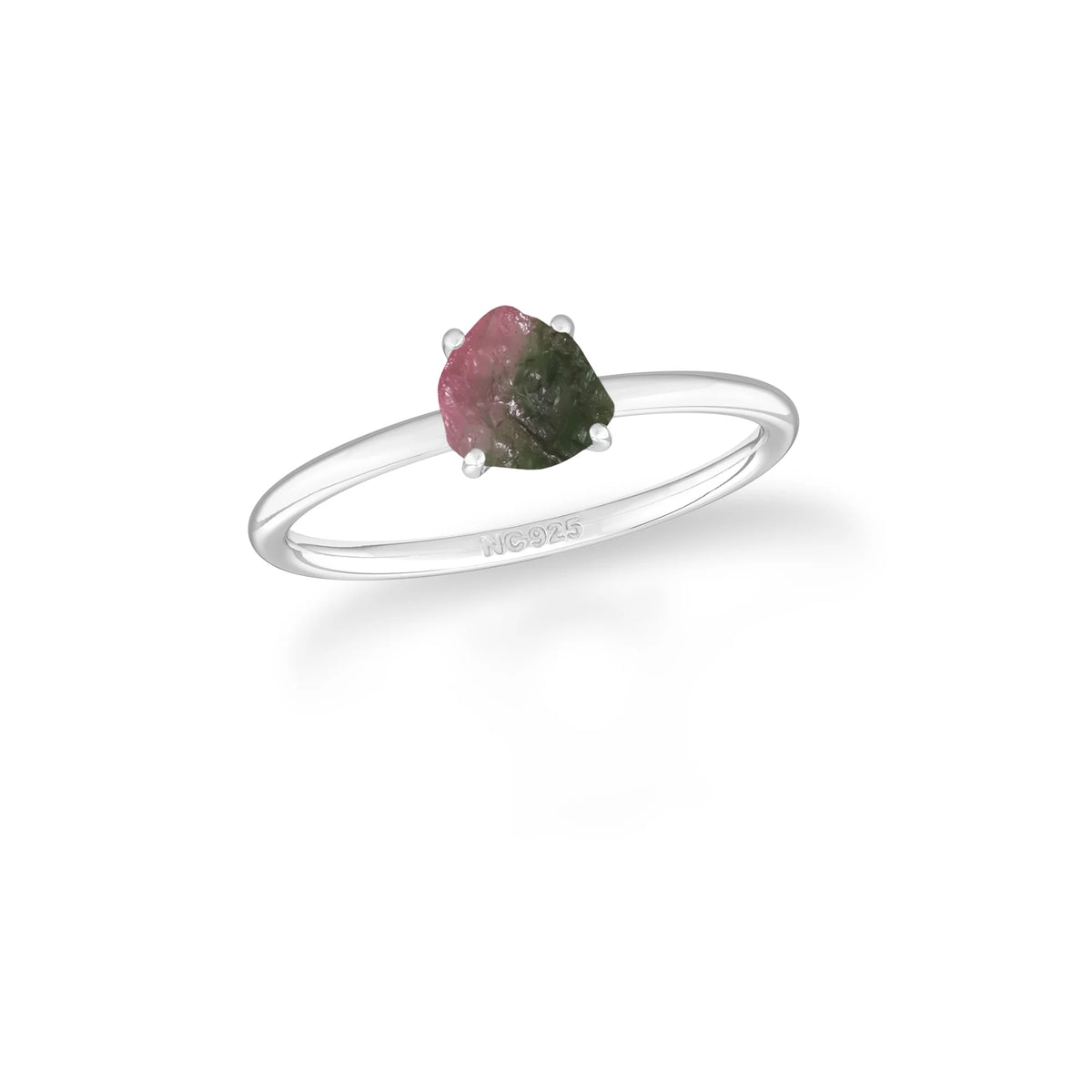 watermelon tourmaline stackable prong-set ring