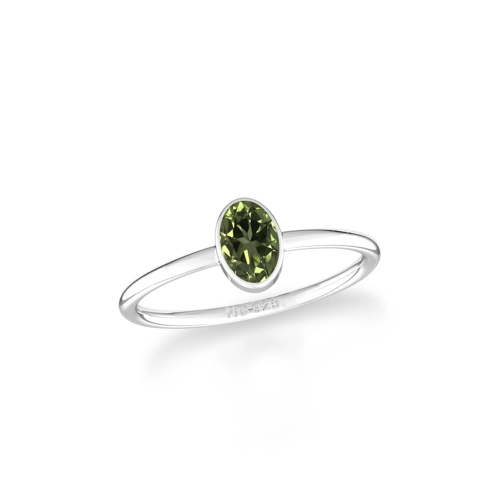 moldavite stackable bezel-set ring