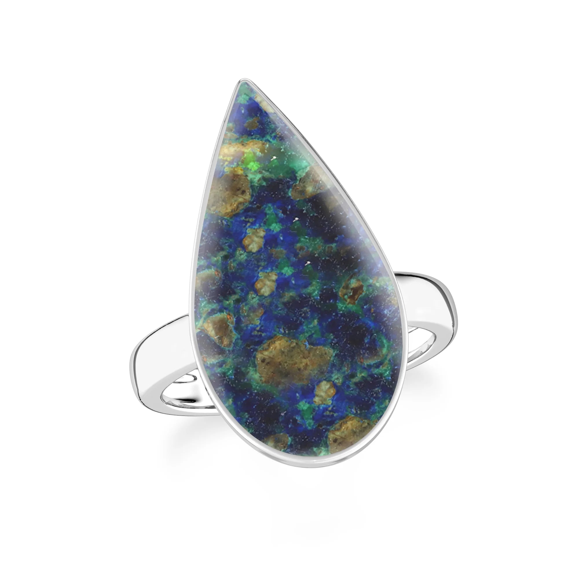 azurite malachite bezel-set ring