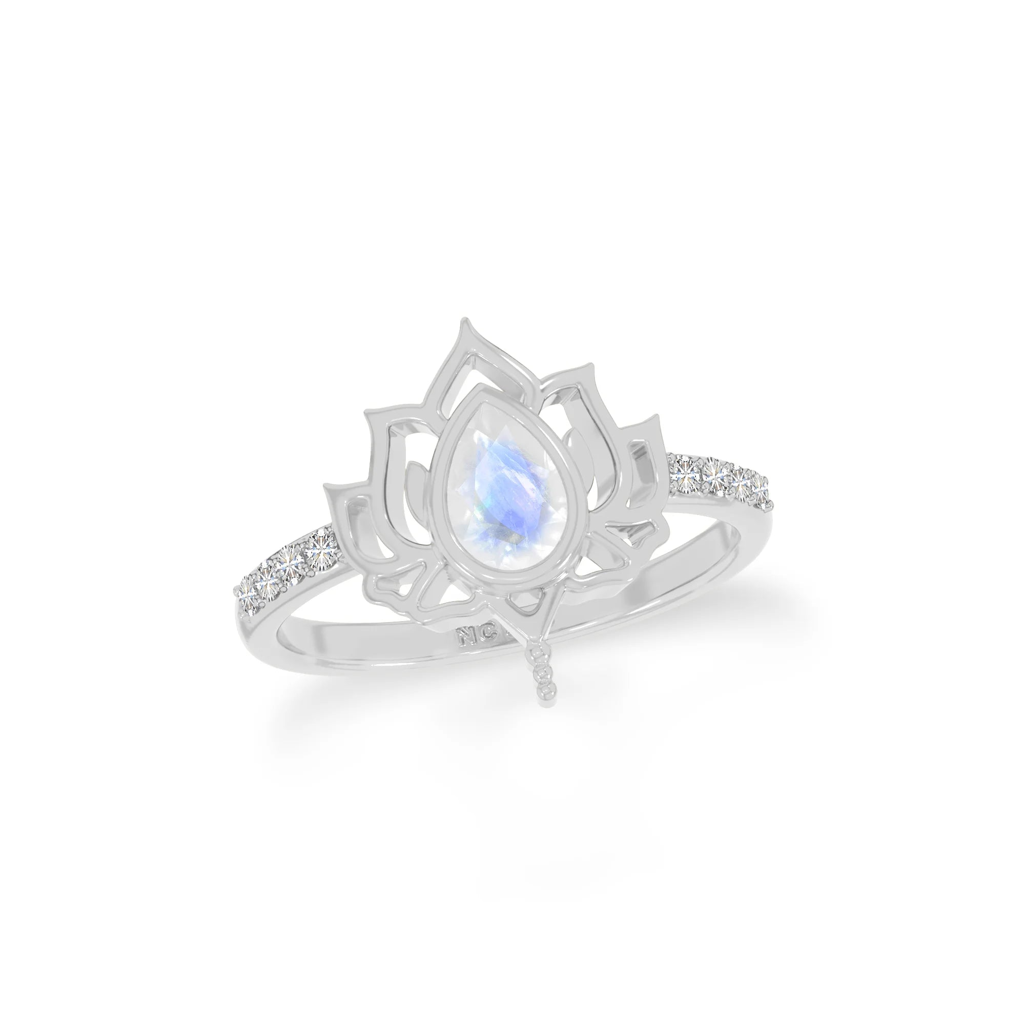 rainbow moonstone bezel-set ring