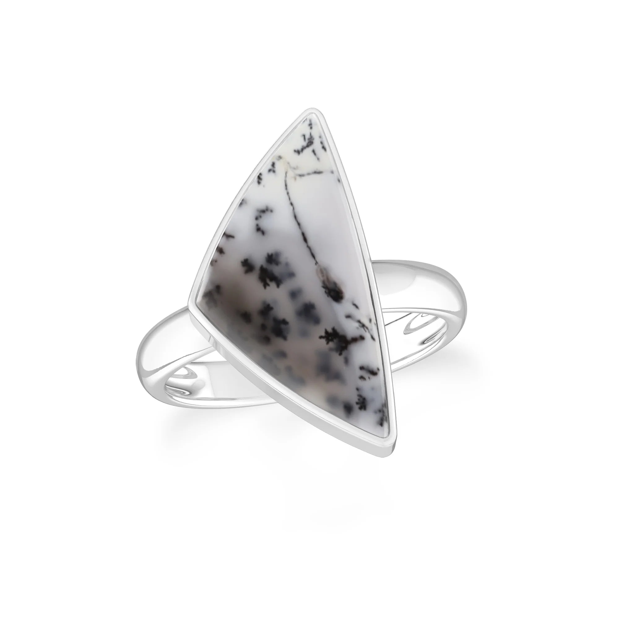 dendritic-opal bezel-set ring