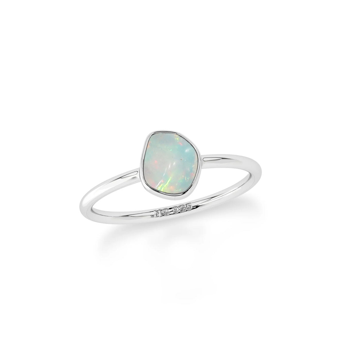 ethiopian opal stackable bezel-set ring