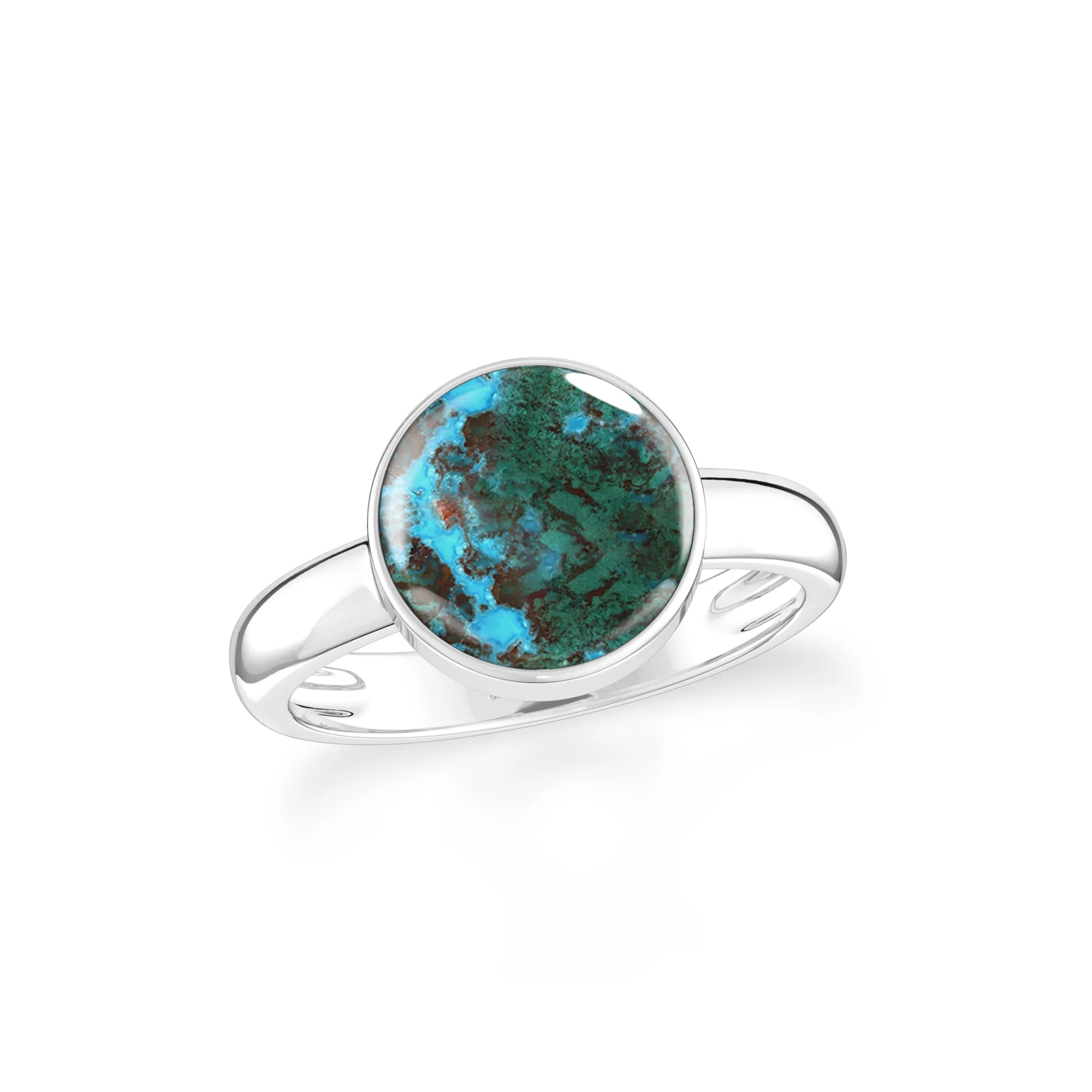chrysocolla bezel-set ring