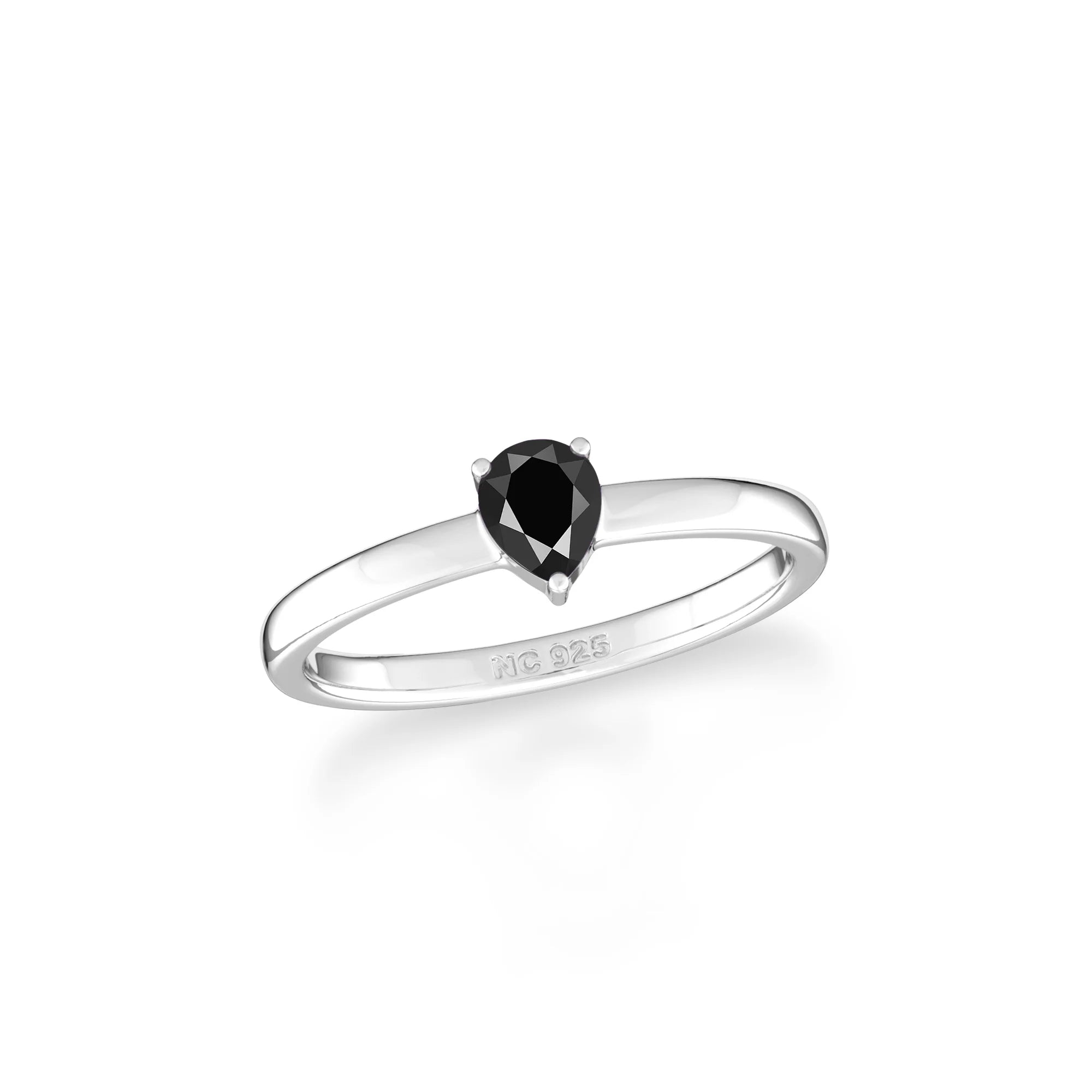 black tourmaline stackable prong-set ring