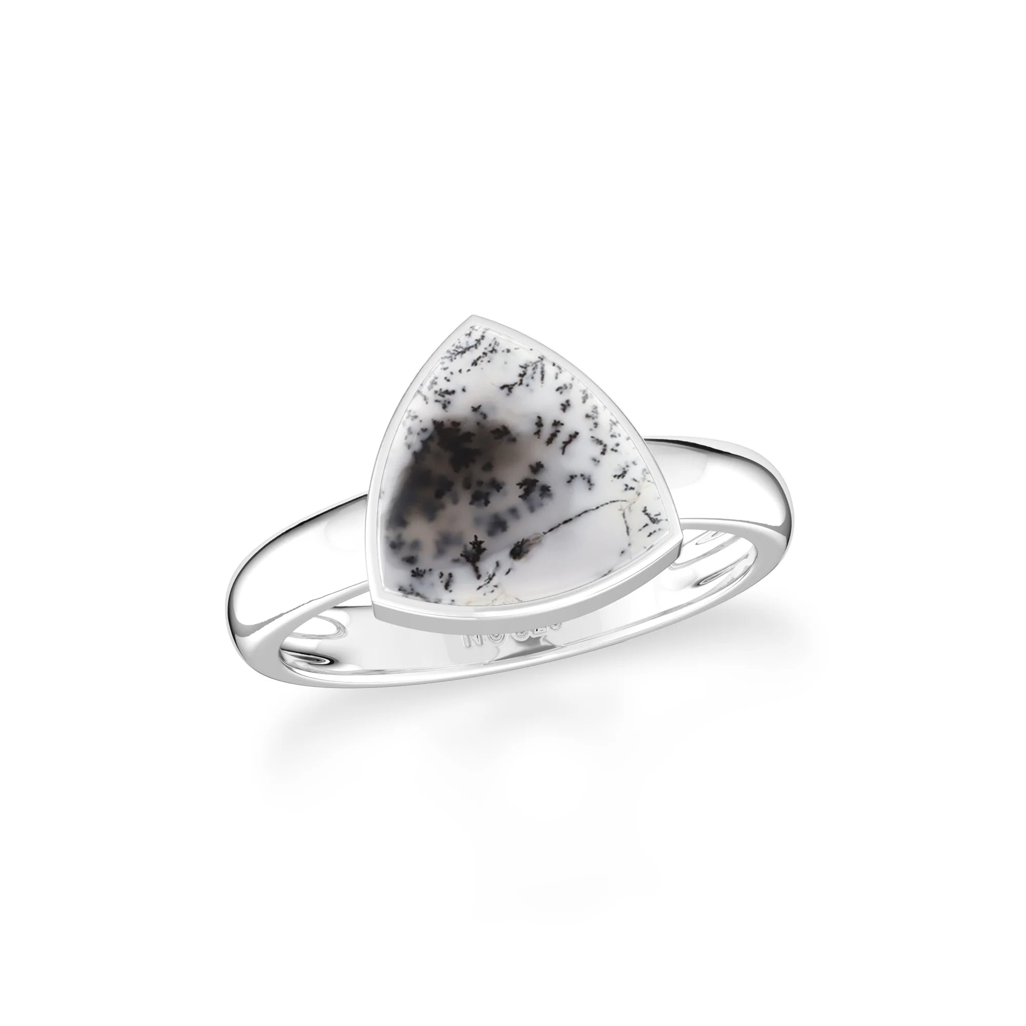 dendritic-opal bezel-set ring