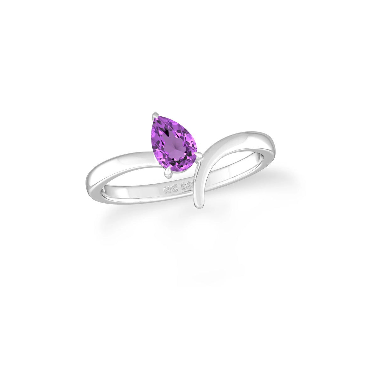 natural amethyst ring for women in sterling silver