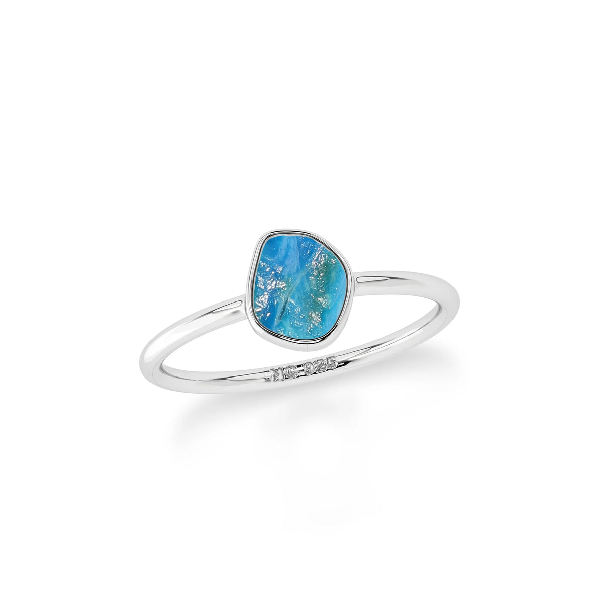 peruvian opal stackable bezel-set ring