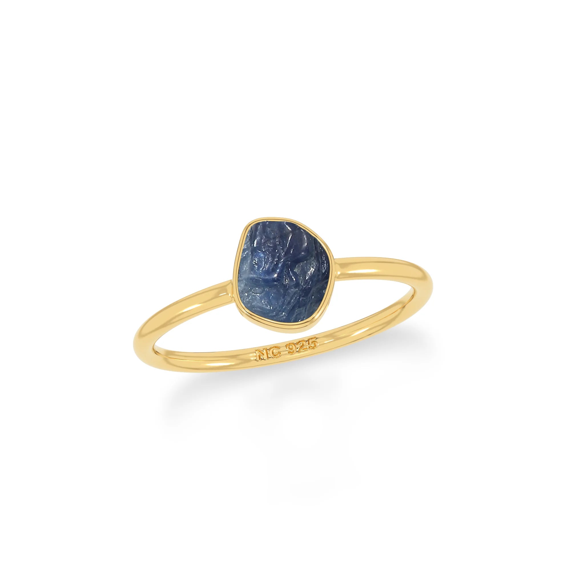 blue sapphire stackable bezel-set ring