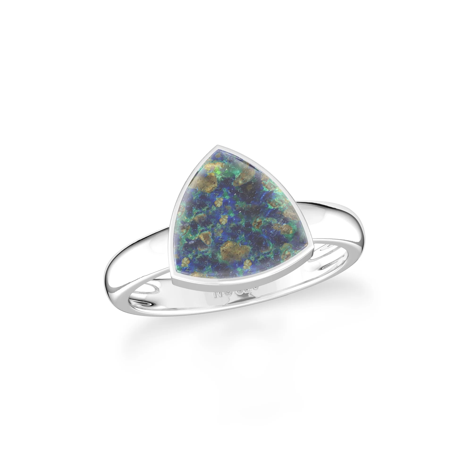 azurite malachite bezel-set ring