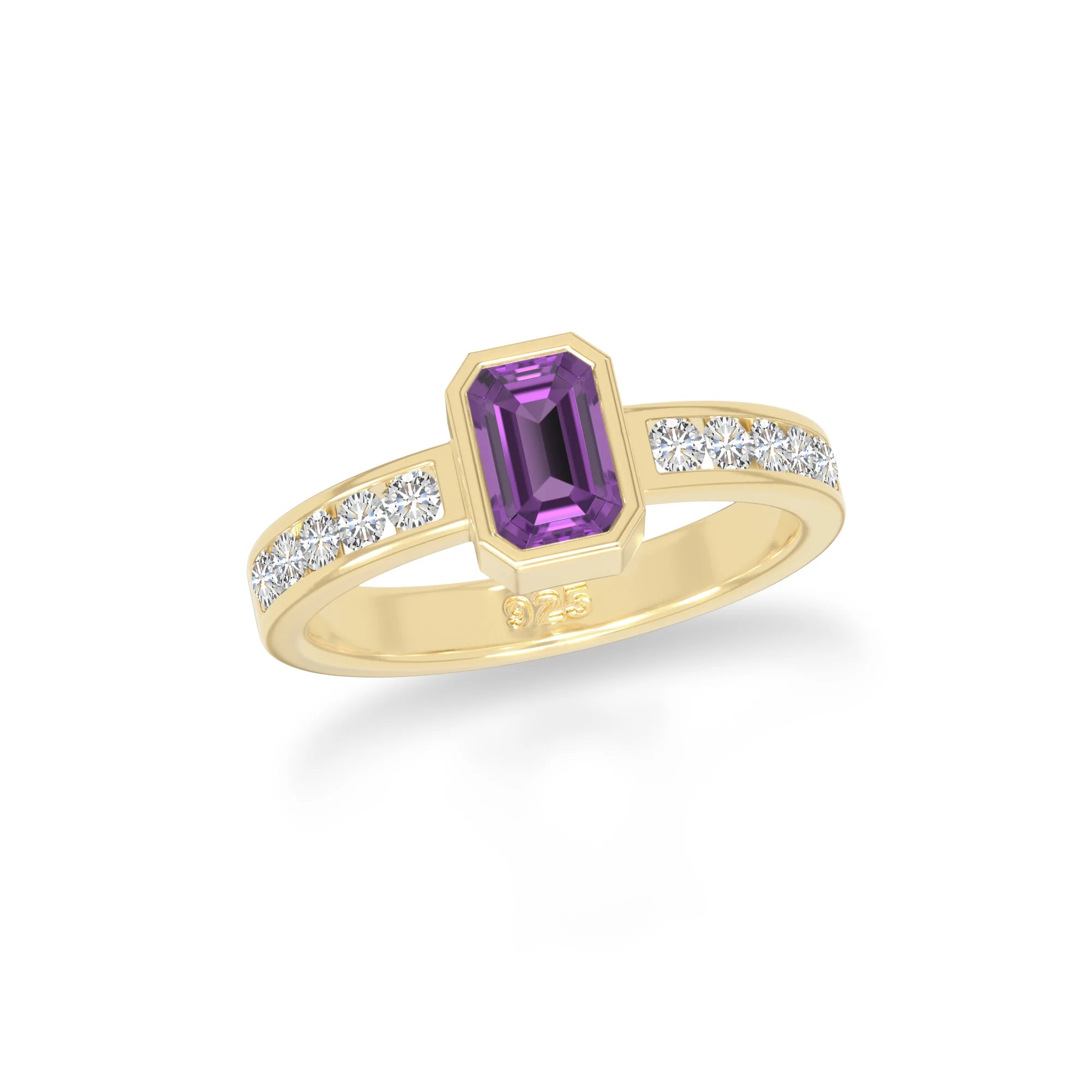 natural amethyst rings for women in 18k yellow gold vermeil