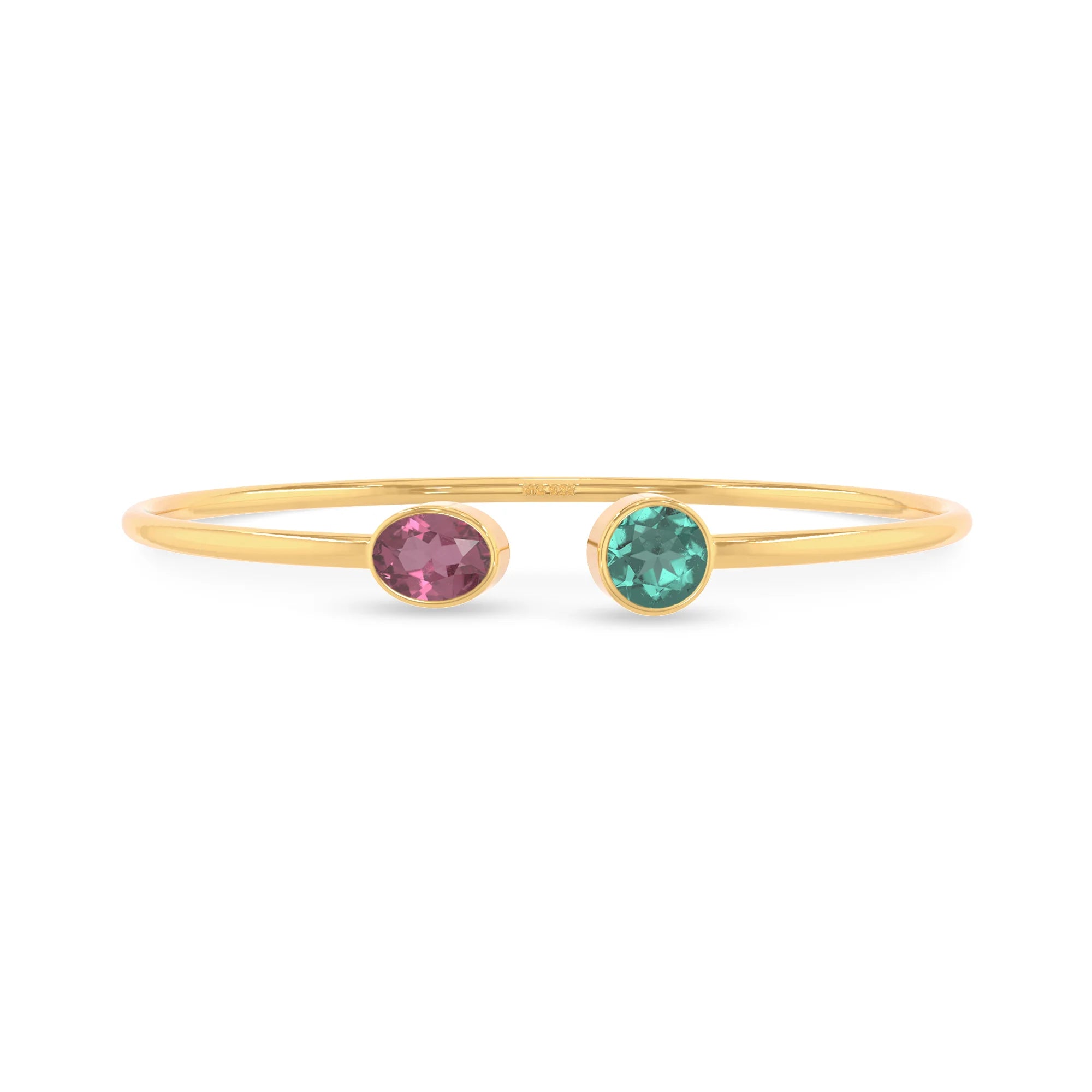 pink tourmaline with green tourmaline cut bracelet