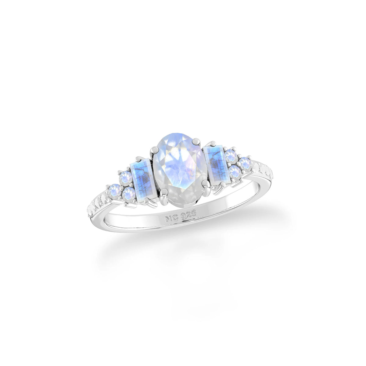 rainbow-moonstone prong-set ring