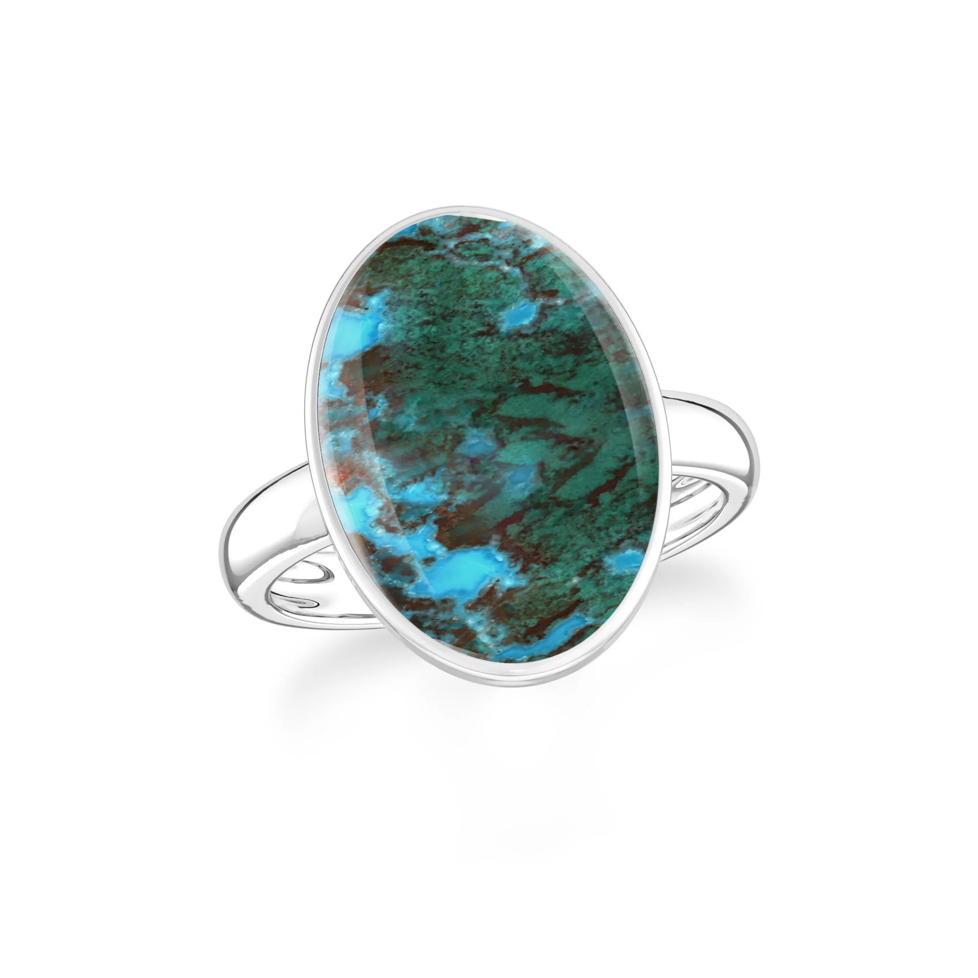 chrysocolla bezel-set ring
