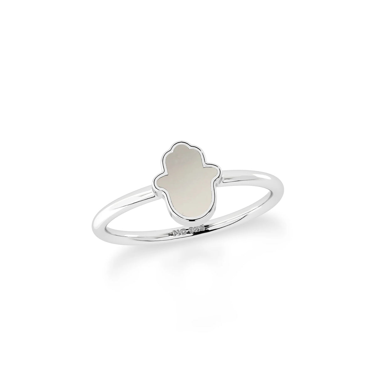 mother of pearl stackable bezel-set ring