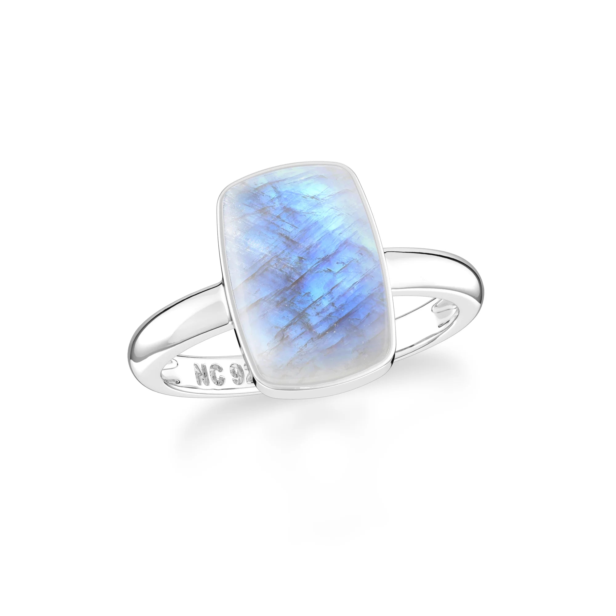 rainbow moonstone bezel-set ring