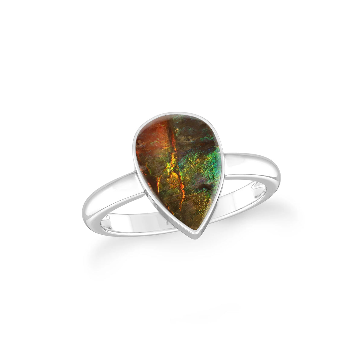 ammolite bezel-set ring