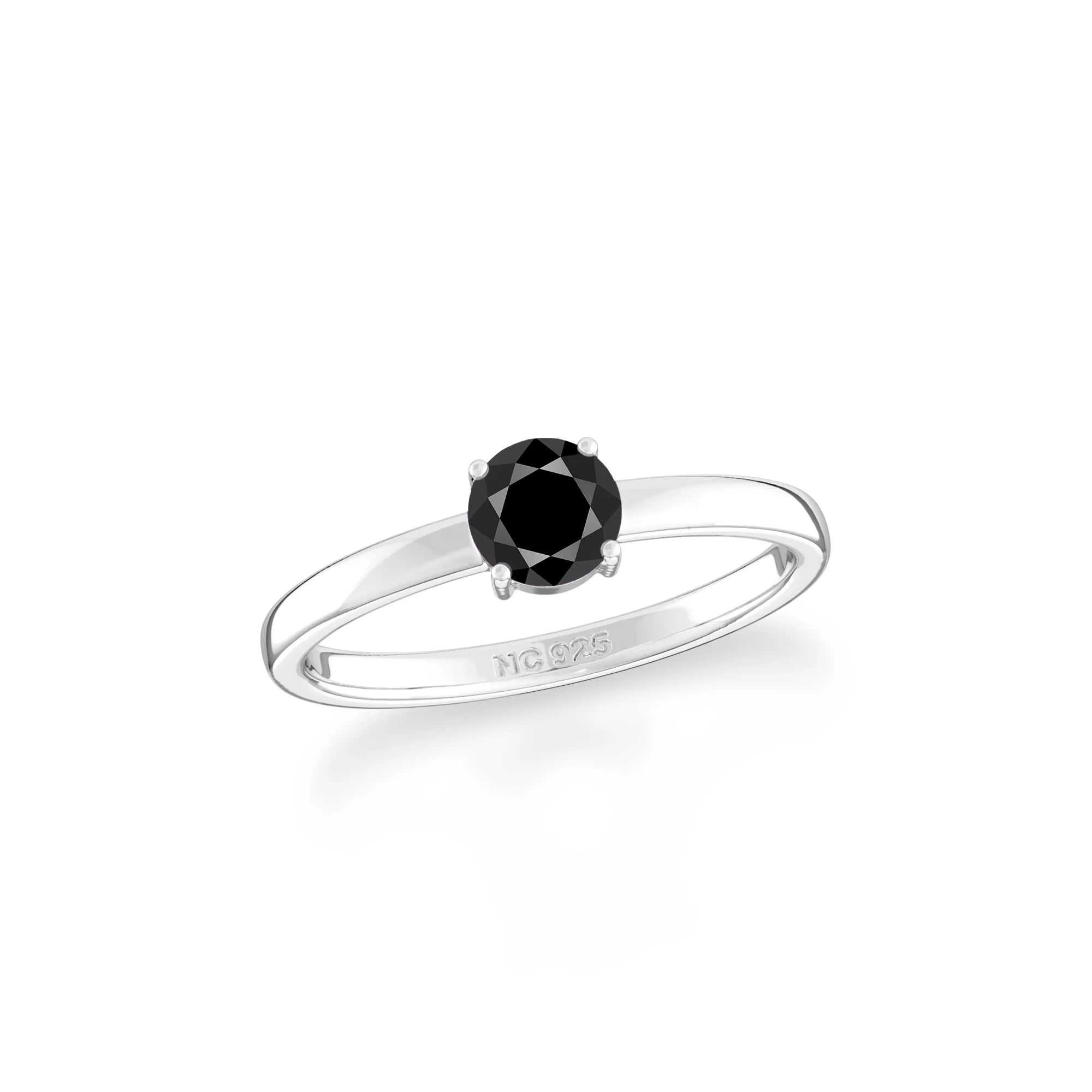 black tourmaline stackable prong-set ring
