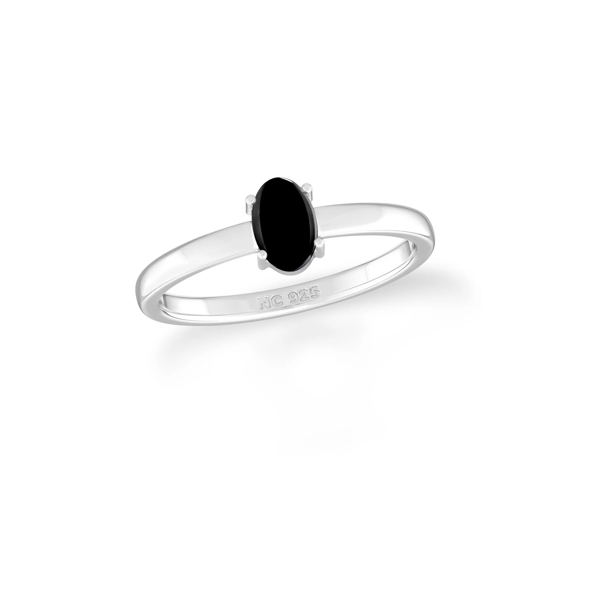 black onyx stackable prong-set ring
