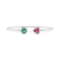 green tourmaline with pink tourmaline cut bracelet